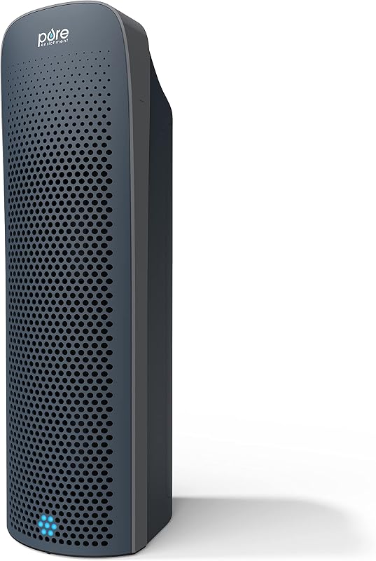 PureZone Elite True HEPA Large Room Tower Air Purifier with Air Quality Monitor, 4 Stage Filtration and UV-C Light, Helps Destroy Bacteria, Smoke, Pollen & Dust (Graphite)