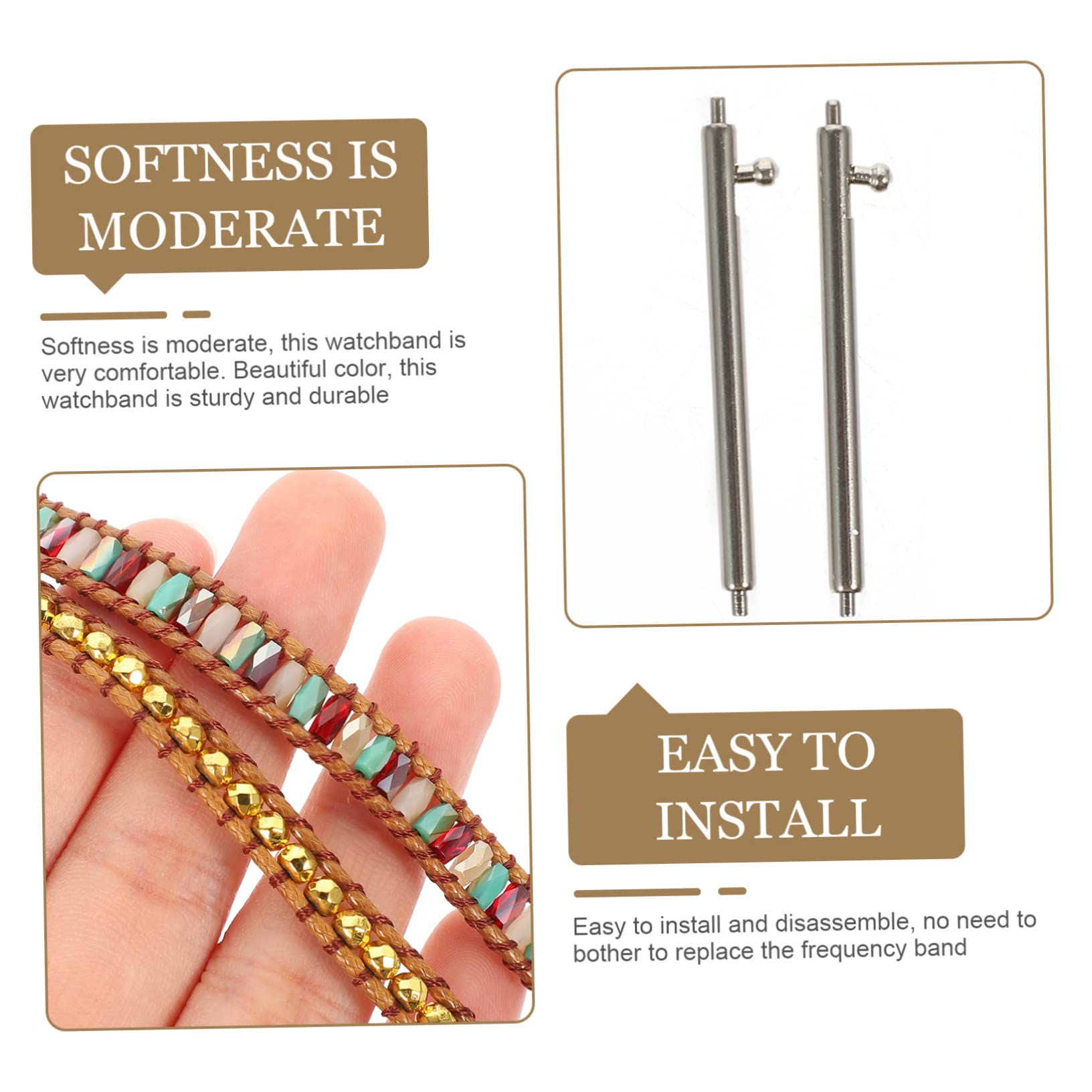 Uonlytech 2pièces Bracelet Naturel Pour Montre Compatible Avec Sangle Créative Et Élégante Confort Supérieur Et Facile à Installer