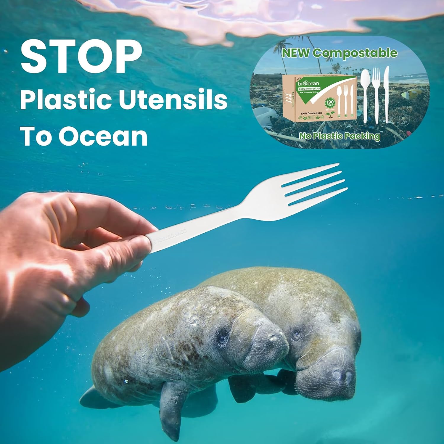 Extra Heavyduty Compostable Forks [200 Count,7In] Disposable Cutlery No Plastic Forks Large Biodegradable Utensils Eco Friendly Silverware Serving Flatware for Party,Daily Use,BBQ,Picnic - Image 5