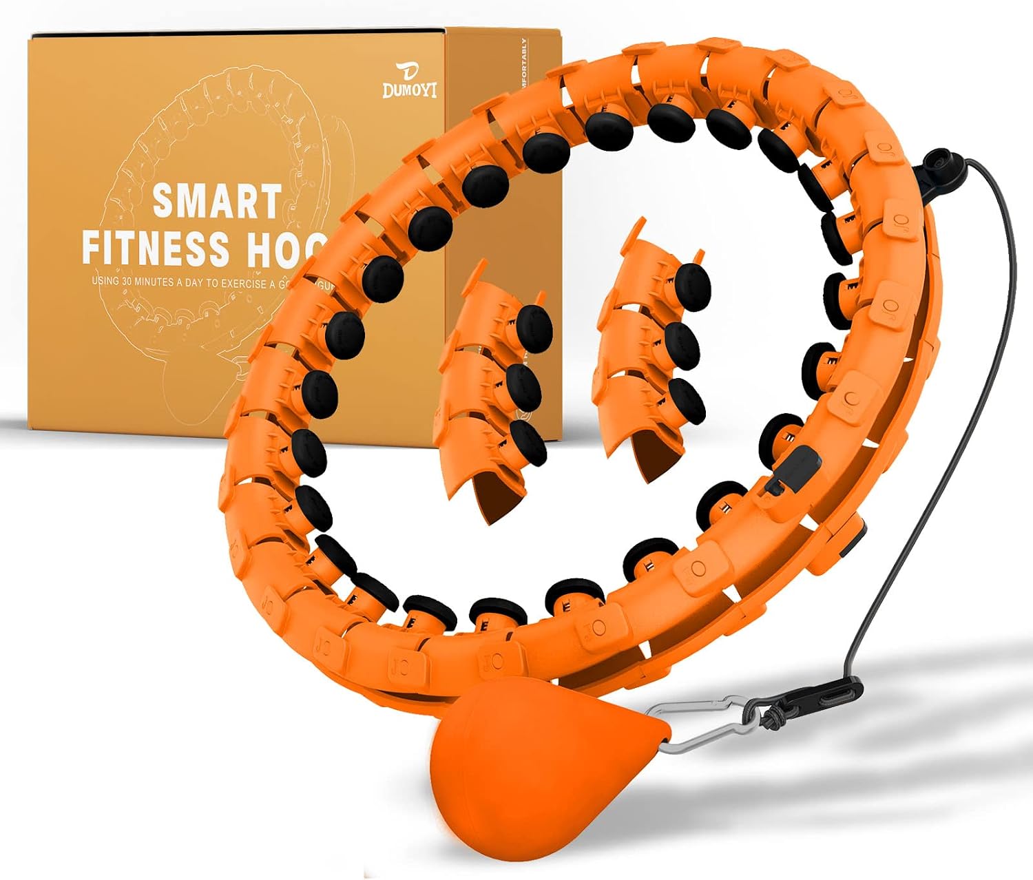 Dumoyi Smart Weighted Fit Hoop for Adults Weight Loss, 24 Detachable Knots, 2 in 1 Adomen Fitness Massage, Great for Adults and Beginners