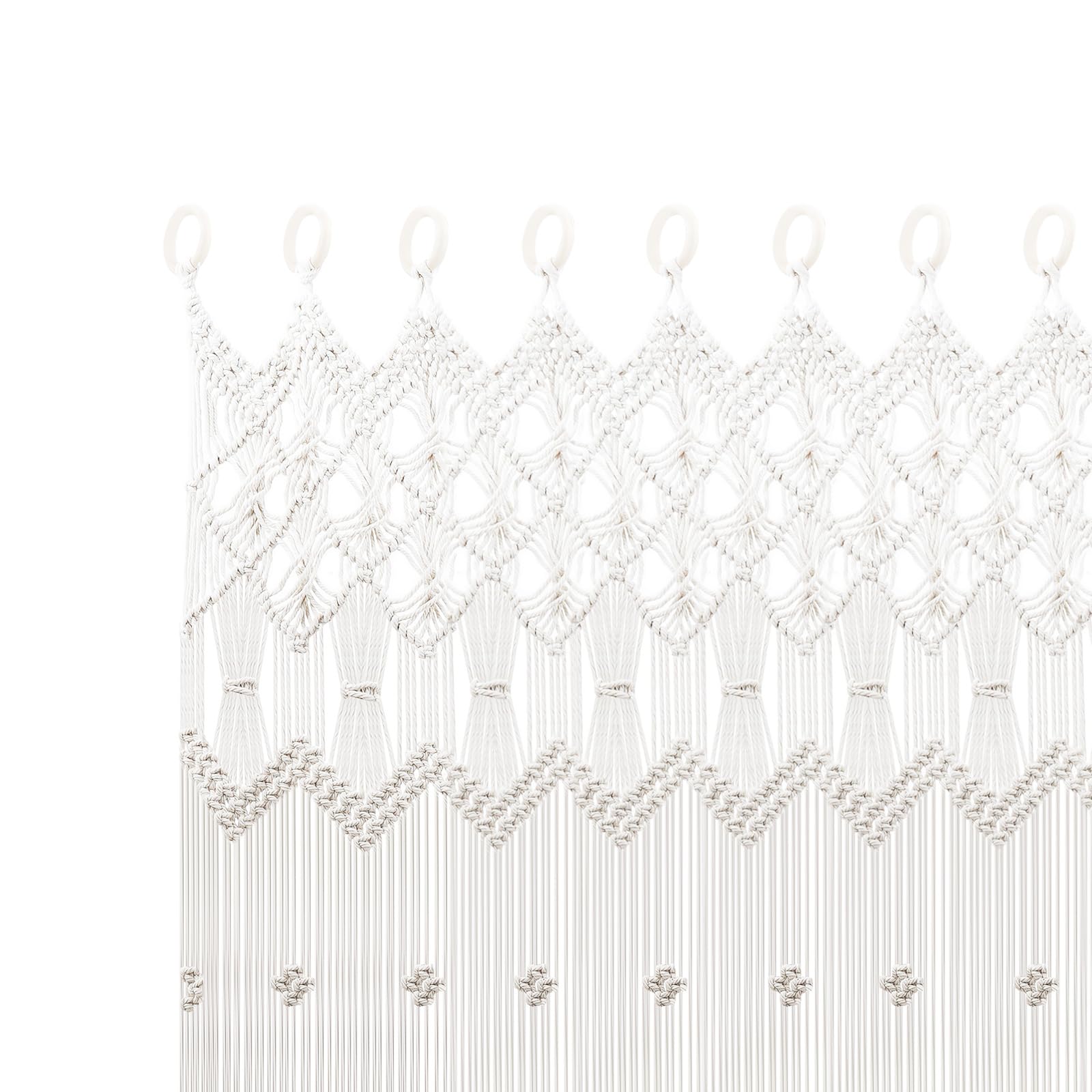 Rideau en macramé - Style bohème - Tapisserie murale - Rideau de fenêtre - Rideau en coton - Séparateur de pièce - Tissé - Rideau décoratif pour salon, chambre à coucher - 120 x 195 cm