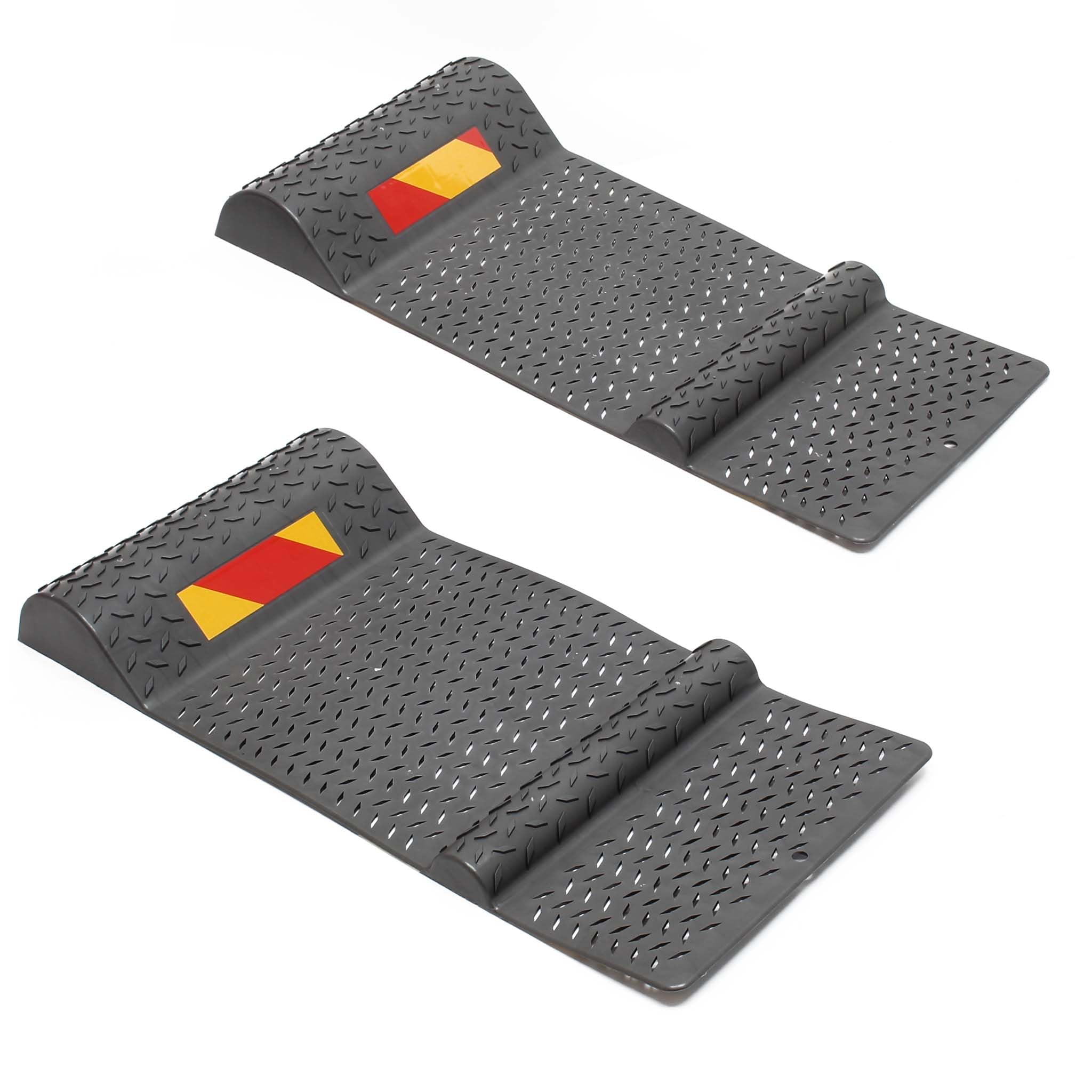 Wiltec 2x topes de aparcamiento 52,​8x25x5,​2cm autoadhesivos, placas indicadoras ayuda aparcamiento