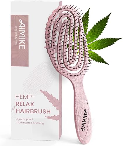 AIMIKE Detangle Hair Brush, Bio-Friendly detangler Hair Brush for Thick Hair, Curved Vented Hair Brush w/Soft Bristles, Glide Through Tangles with Ease for Women, Men, Kids, Wet & Dry Hair