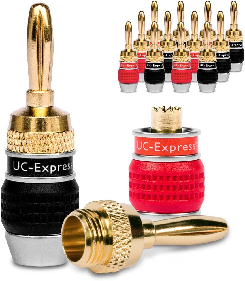 NAUC 14x Banana Plugs High End Banana Plugs Banana Plugs Cable up to 6 mm2 24K Gold-Plated