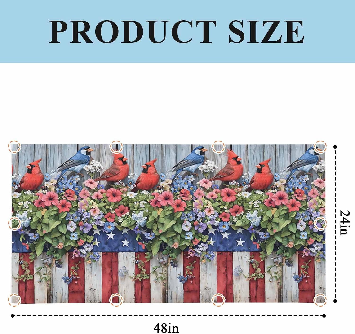 4 Pcs Fluorescent Light Covers for Ceiling Lights, 4 x 2 Feet, Floral Cardinal Bird Magnetic Light Cover American Flag Patriotic 4th of July Lights Shade Panel for Office, Home, Ceiling
