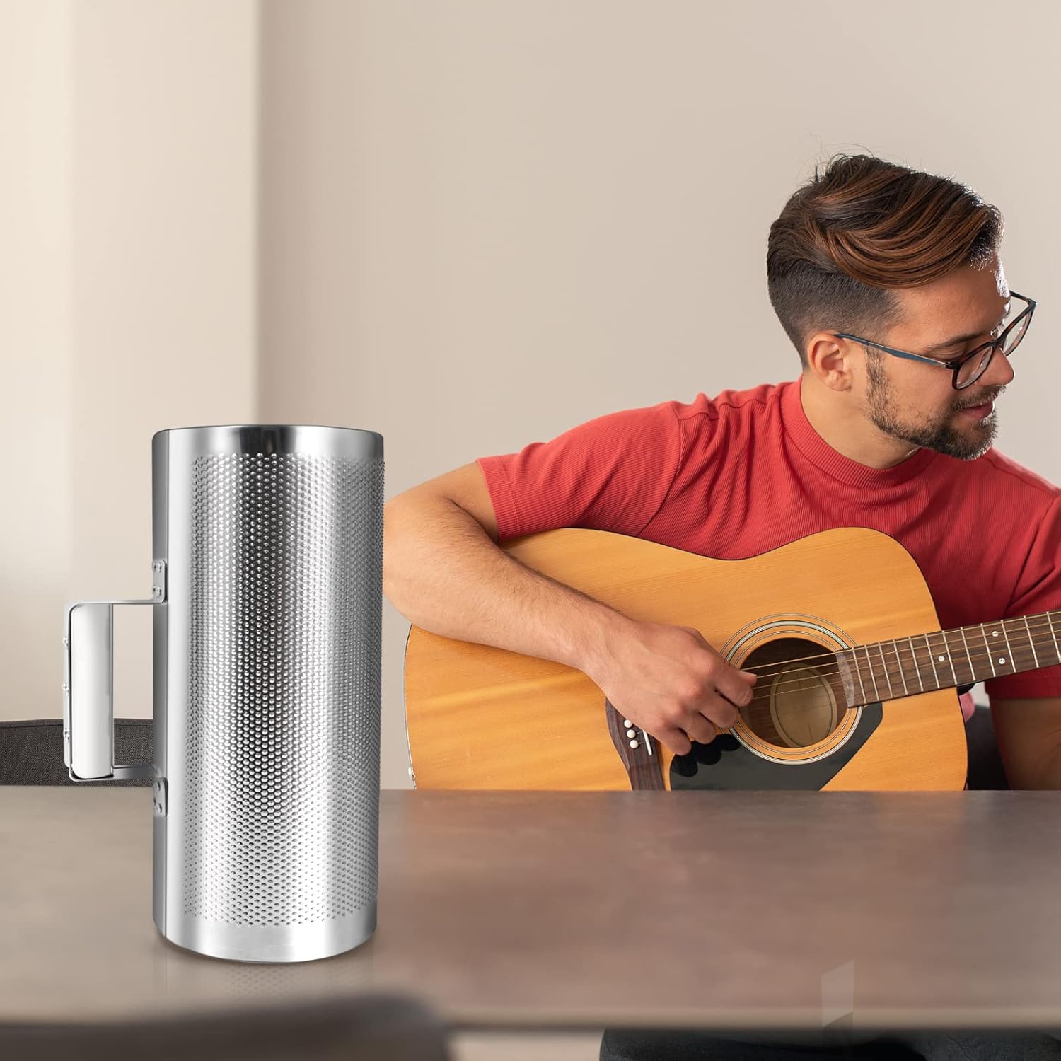 Soulmate Stainless Steel Guiro Shaker 12" 6" Percussion Instrument Guiro Musical Instrument with Scraper Latin Percussion Training Tool for Live Performance