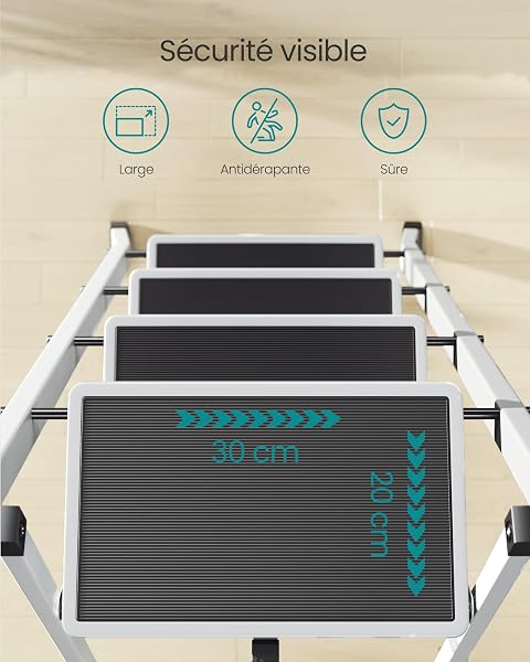 SONGMICS Marchepied 4 Marches Pliable, Escabeau, Verrou de Sécurité, Facile à Ranger, Charge 150 kg, Blanc GSL004WZ01 - 5