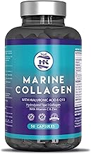 Hydrolyzed Marine Collagen 744mg-50 Capsules - Collagen with Magnesium and Hyaluronic Acid, Vitamin C, Zinc, Coenzyme Q10 - Marine Collagen for Joints, Bones, Skin, Hair and Nails