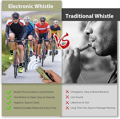 Miniatura 4 de Xflyee Silbatos electrónicos, silbatos eléctricos más fuertes, 3 tonos, silbato de alto volumen, de mano para entrenadores, árbitros, silbato de