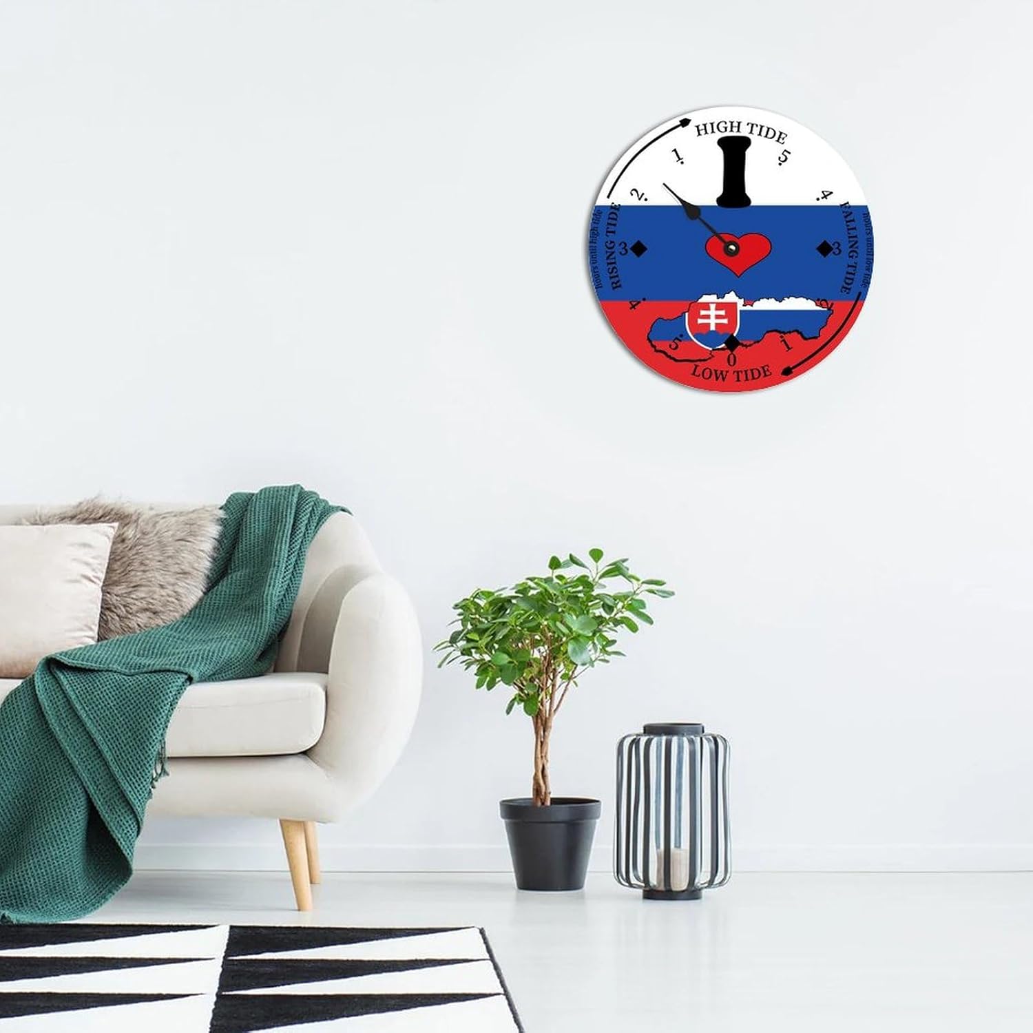 Cheyan Slovakia Flags Farmhouse Wood Tidal Clock Nautical Moon East Coast Ocean Time High and Low Tide Wooden Clock Decoration for Beach House Home Sailing Gifts for Fisherman 12x12 in, 25kt5rxhzz4v