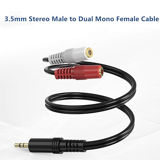 Cable Adaptador Estéreo 3.5mm a Mono, 2 Pack 15cm, Macho a 2 Hembras miniatura 6