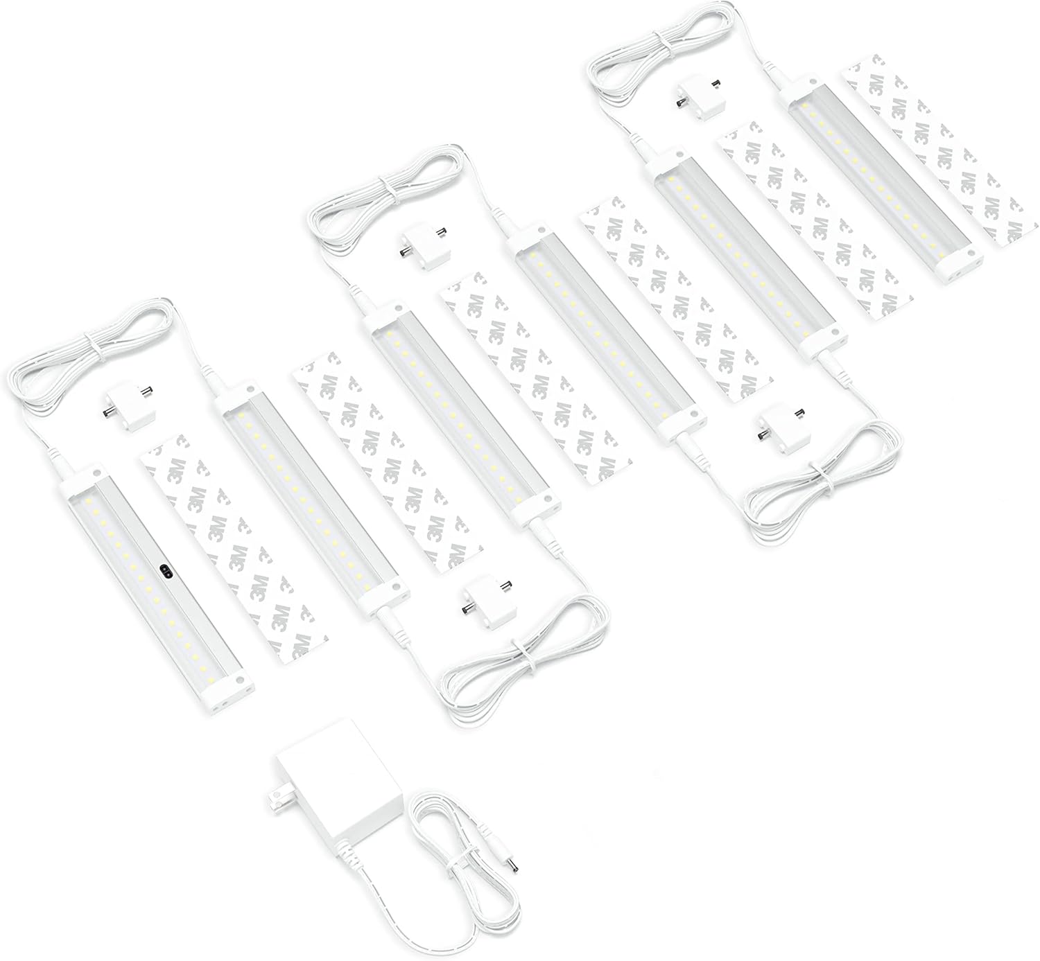 EShine Hand Wave Activated Under Cabinet LED Lighting Kit, Dimmable, 6-Pack 7 in - Touchless Dimming Control, White Under Counter Lights for Kitchen, Garage, Office, Desk - Warm White (3000K)