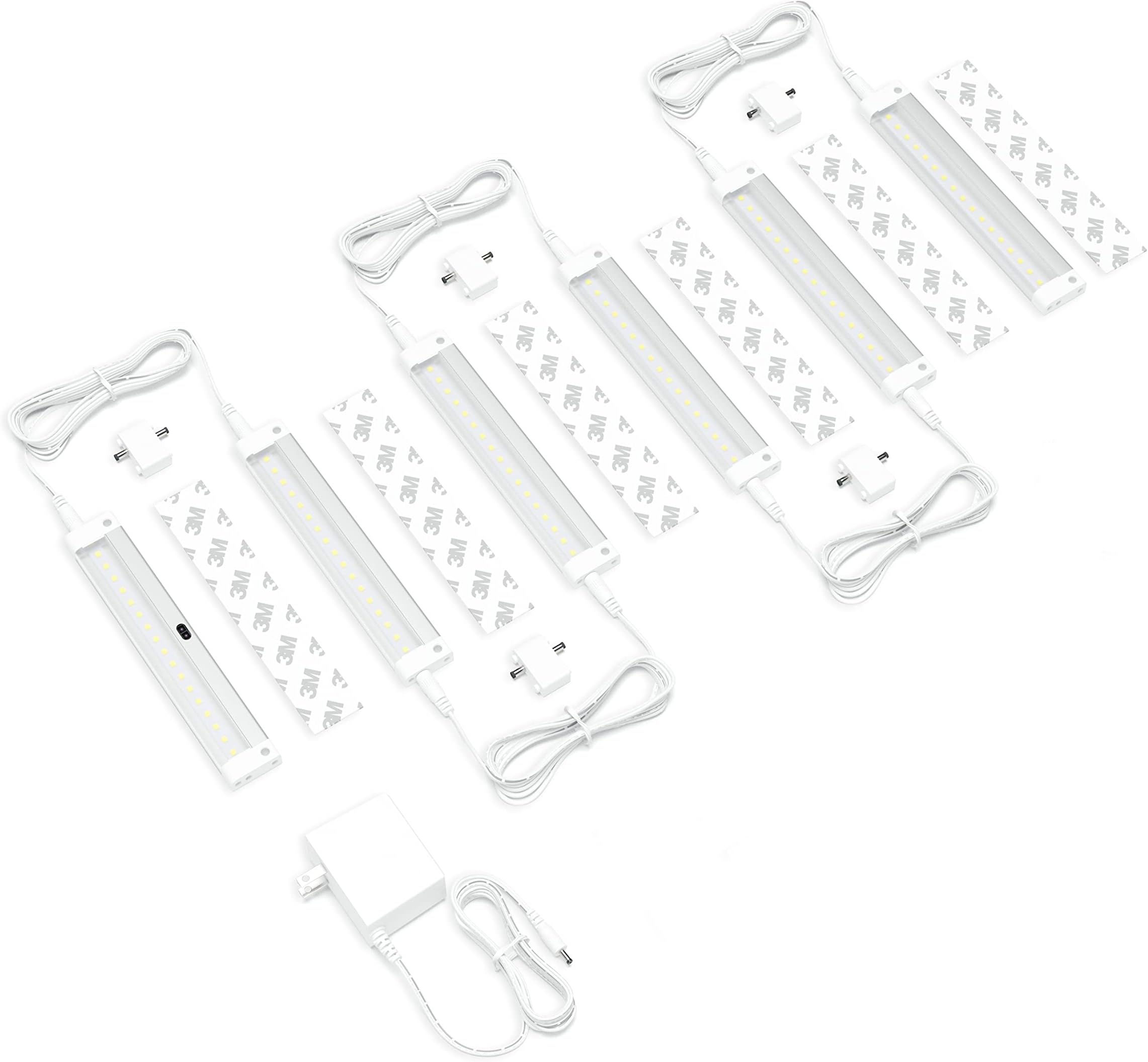 EShine Hand Wave Activated Under Cabinet LED Lighting Kit, Dimmable, 6-Pack 7 in - Touchless Dimming Control, White Under Counter Lights for Kitchen, Garage, Office, Desk - Cool White (6000K)