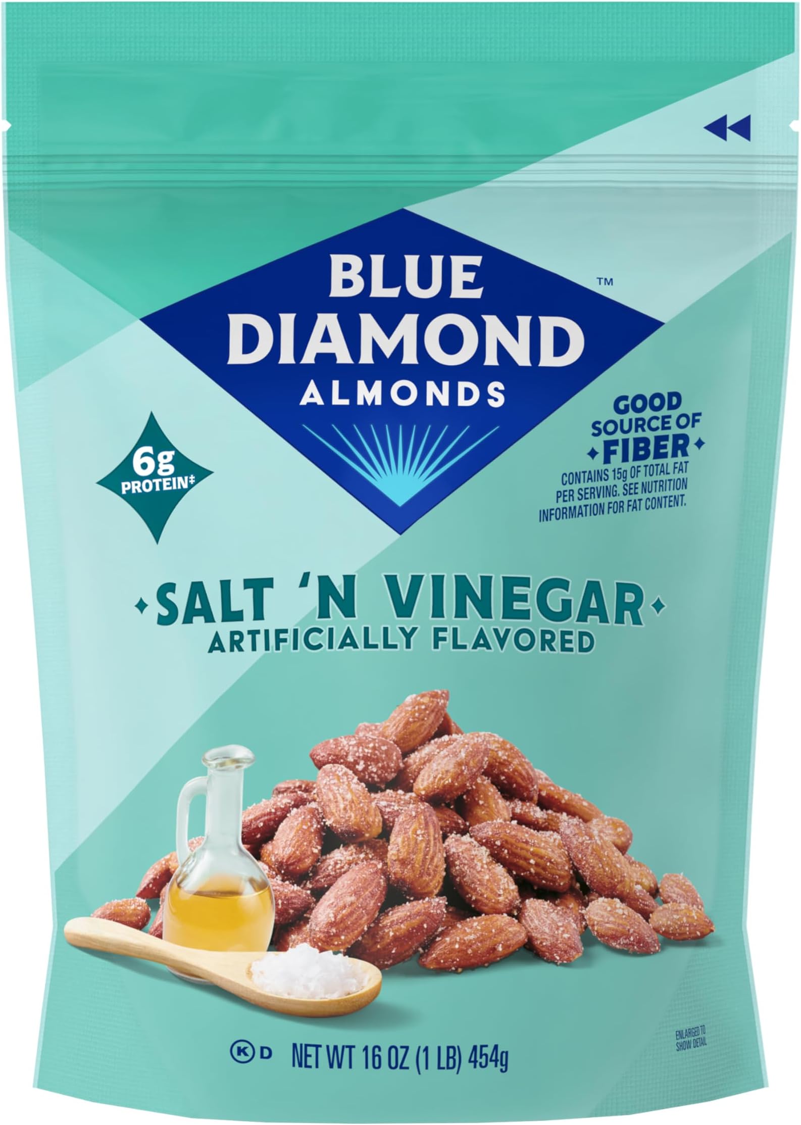 Blue Diamond Almonds Salt N' Vinegar Flavored Snack Nuts, 16 Oz Resealable Bag (Pack of 1)