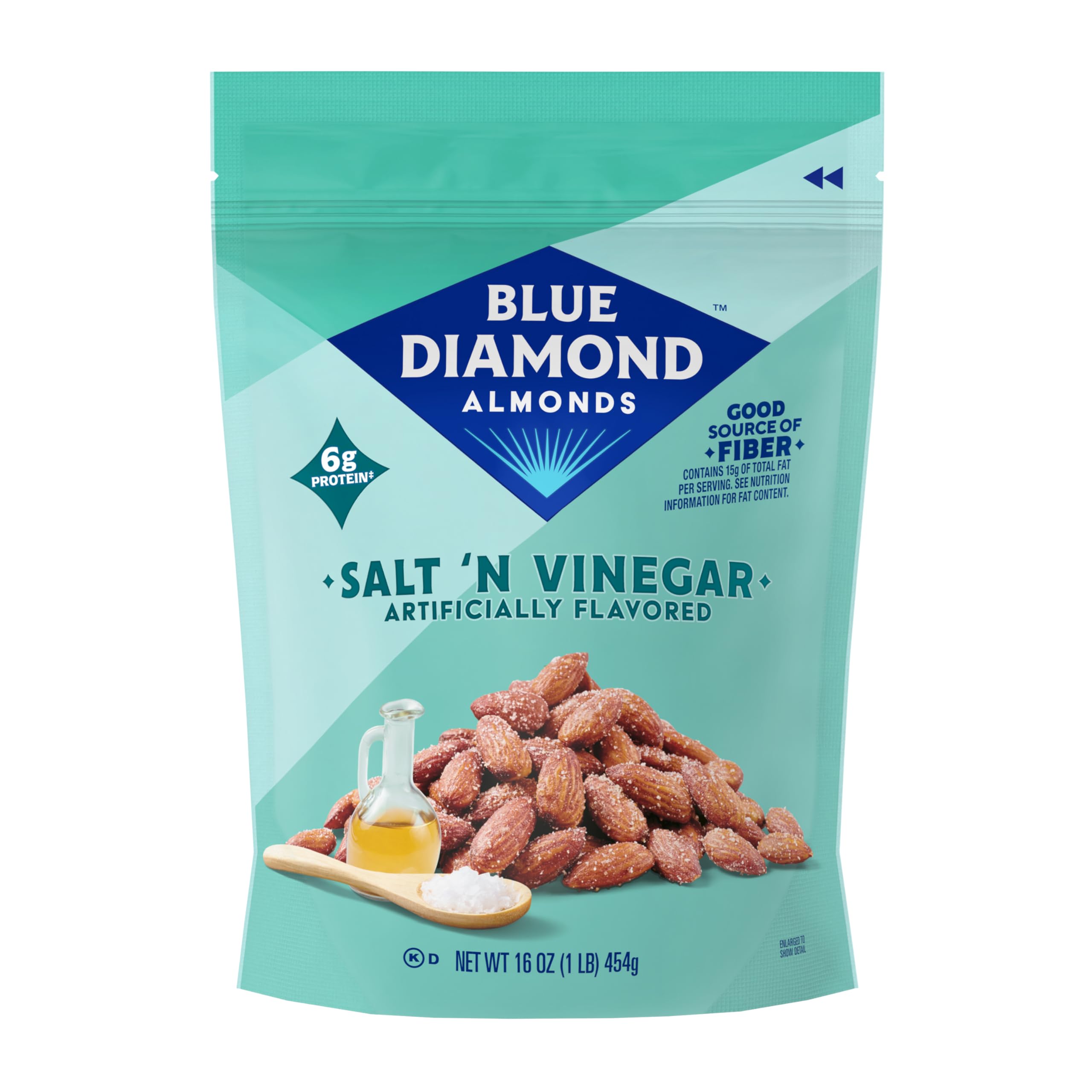 Blue Diamond Almonds Salt N' Vinegar Flavored Snack Nuts, 16 Oz Resealable Bag (Pack of 1) Salt 'n Vinegar 16 Ounce (Pack of 1)