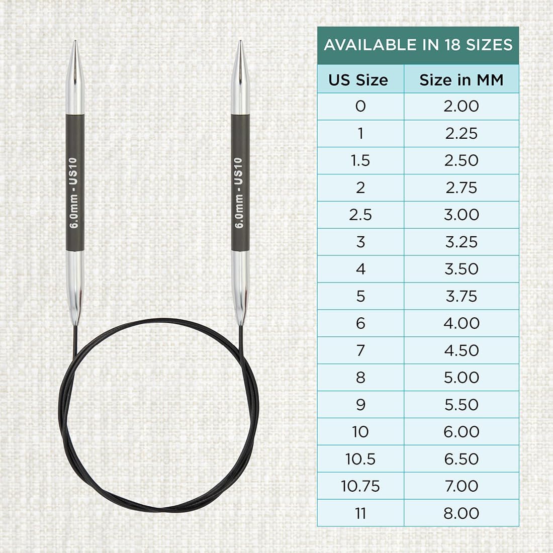 KnitPro Karbonz Fixed Circular Needle 40"(100cm) | US Size 10 (6mm)