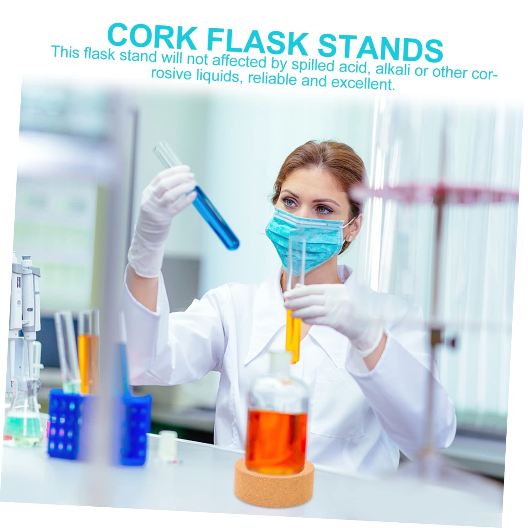 KICHOUSE 3sets Cork Flask Stands Heat Resistant Round Bottom Flask Base Holders Lab Flask Pad Strong Support 2pcs*3