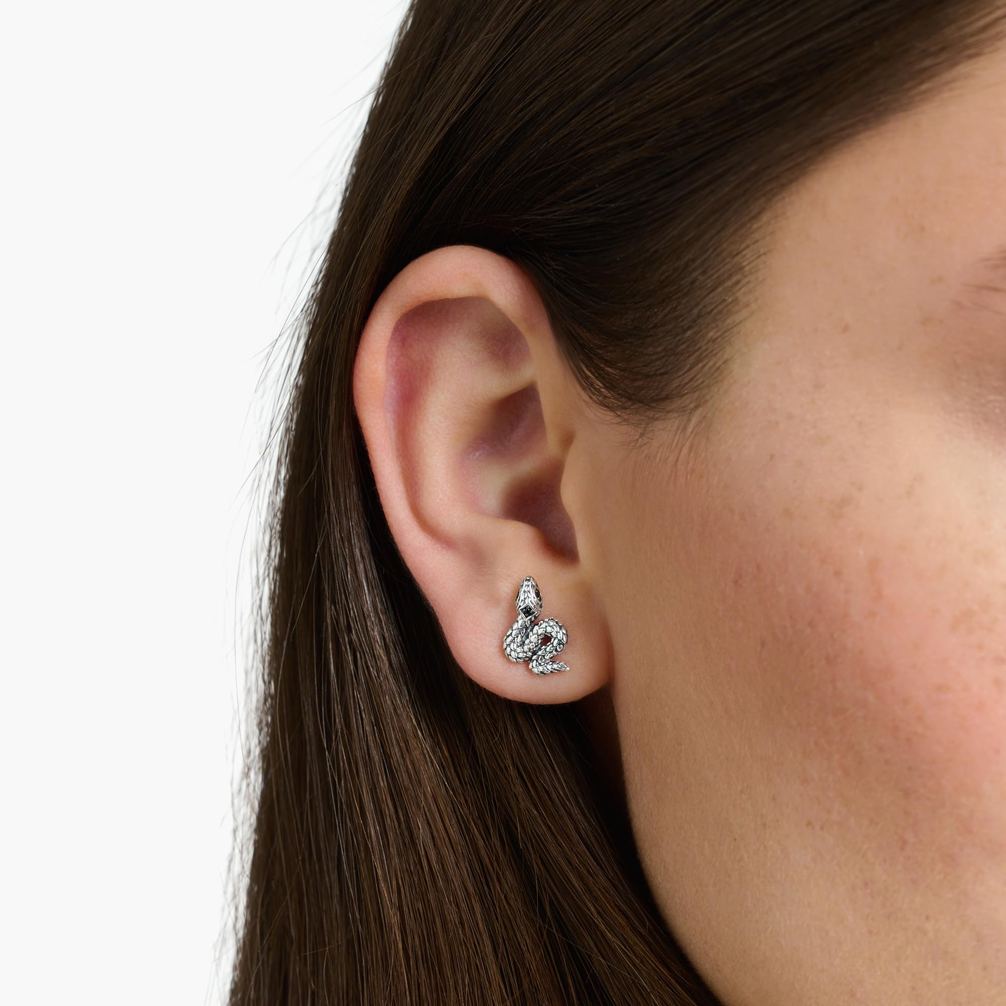 Thomas Sabo Damen Ohrringe Schlange in der Farbe Silber aus 925 geschwärztem Sterlingsilber mit Zirkonia, Größe: 13x9 mm, H2261-643-11