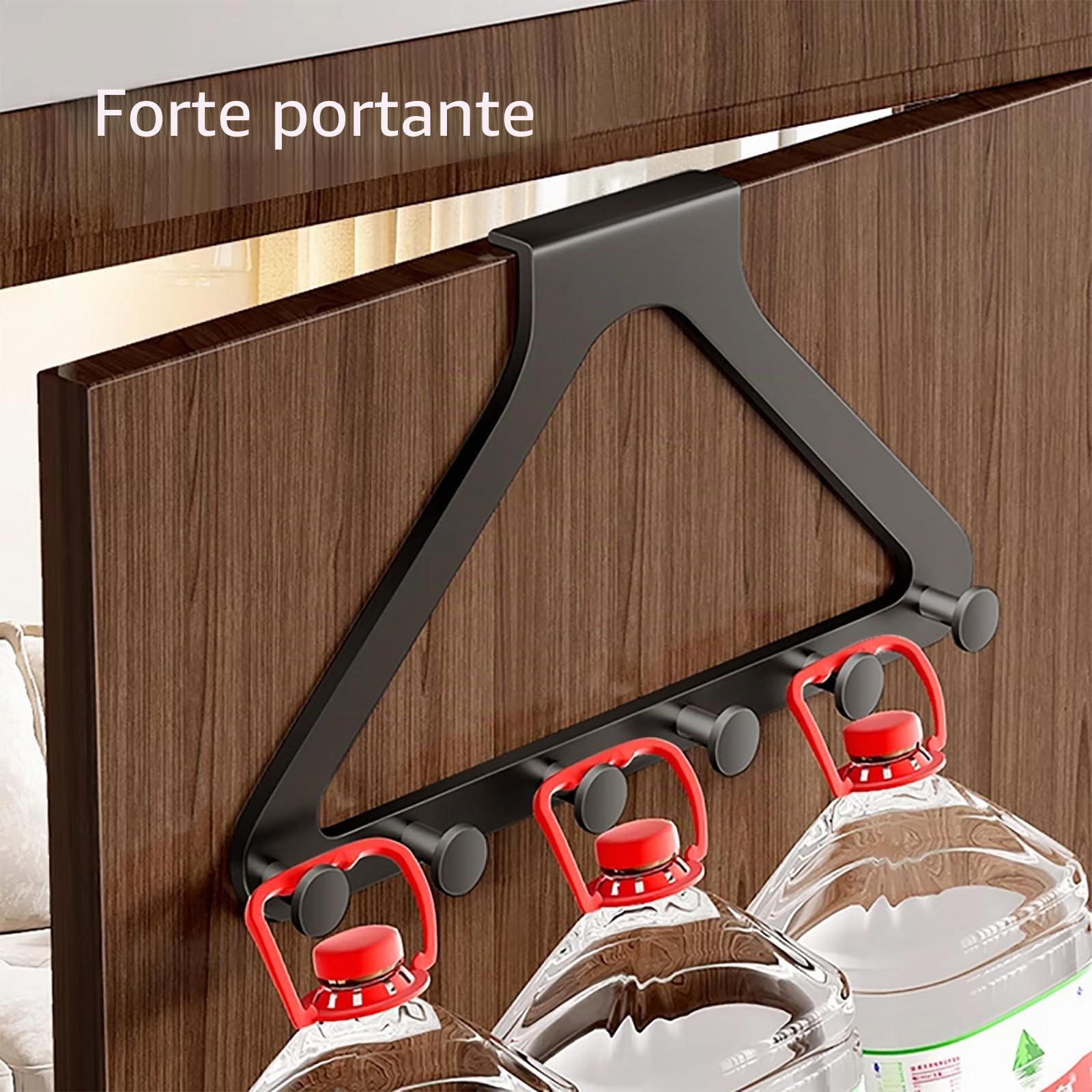 Menz Appendiabiti da porta tutto in uno, 6 ganci, attaccapanni sopra la porta, (nero)