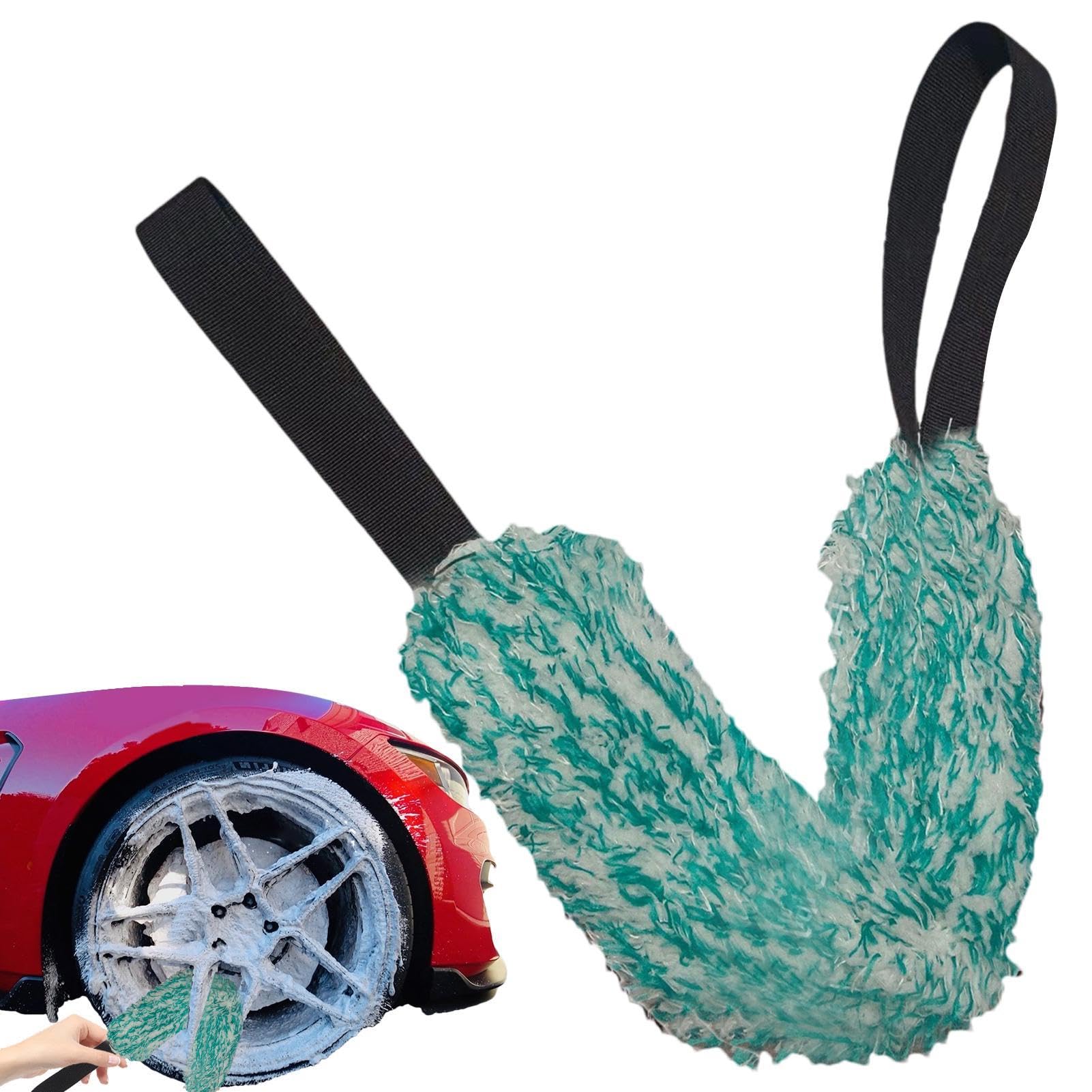 Chiffon Double Face Pour Jantes Et Pneus - Poignée Confortable, Longue Sangle - Nettoyage Facile Voiture, Maison, Salle De Bain