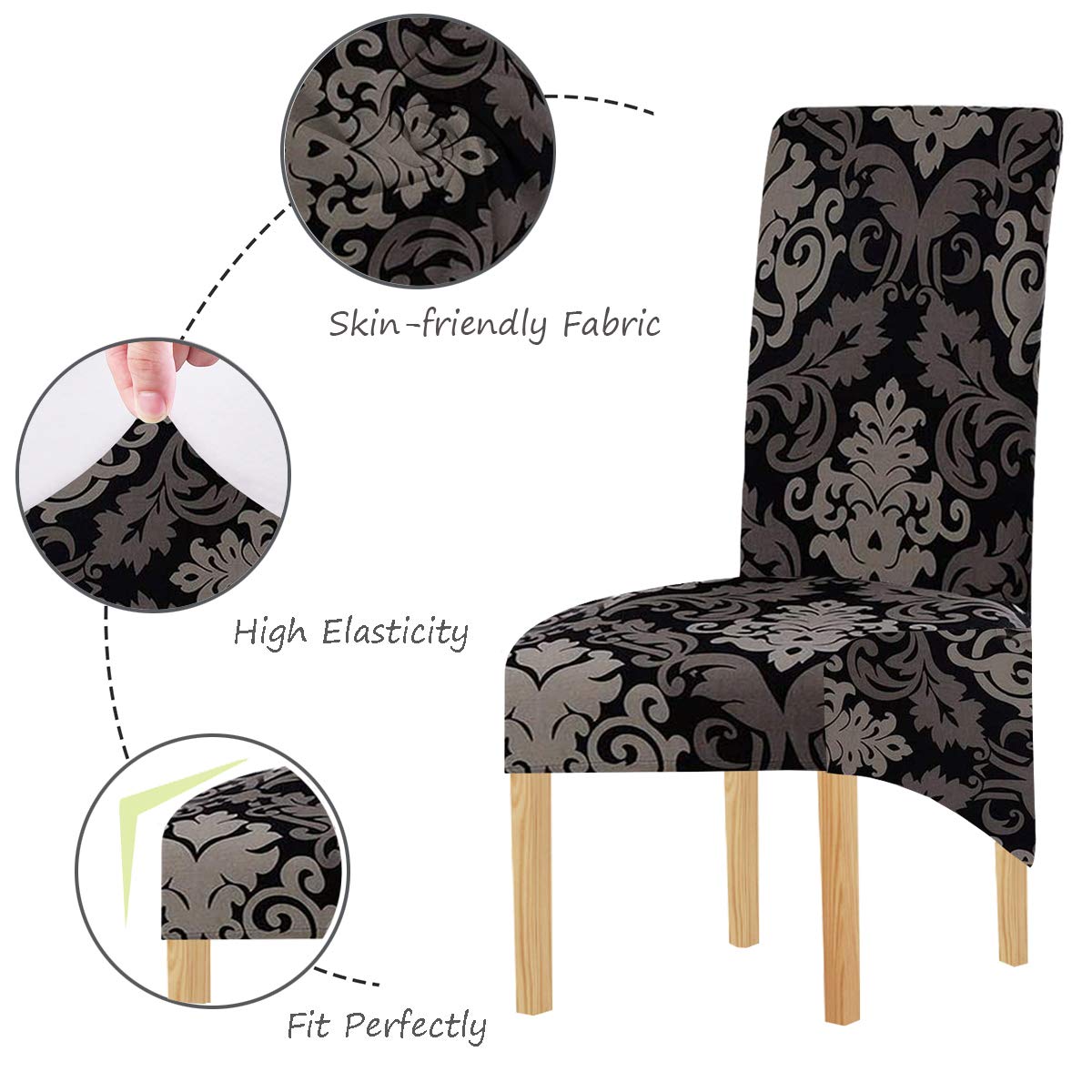 Stretch-Stuhlhussen im modernen Stil, bedruckter Stoff, XL-Stuhlhussen für Esszimmerstühle, 2/4/6 Stück, elastische große Stuhlhussen für Esszimmer, Hochzeit, Bankett, Partydekoration (Farbe-15, 4er-