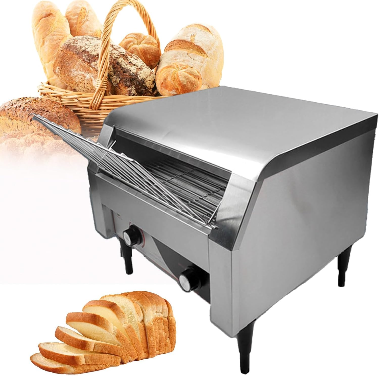 Commercial Conveyor Toaster, 2240W Electric Bread Machine, 150 Pcs/H Automatic Oven with Intelligent Temperature ControlhkMBJ17827