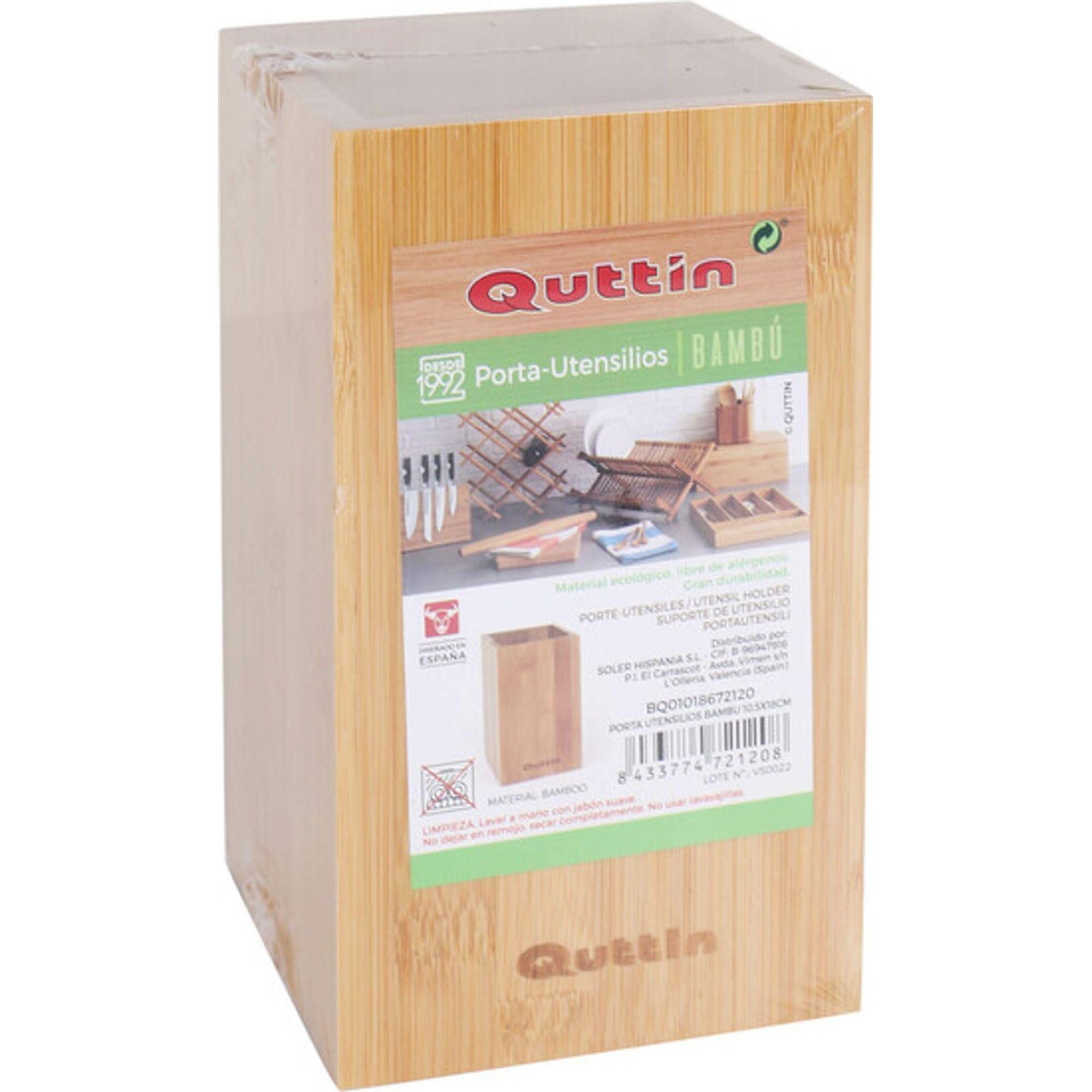DKD Home Decor Butelka na Naczynia Kuchenne Quttin Bambusowy Naturalny (10,5 x 10,5 x 18 cm)
