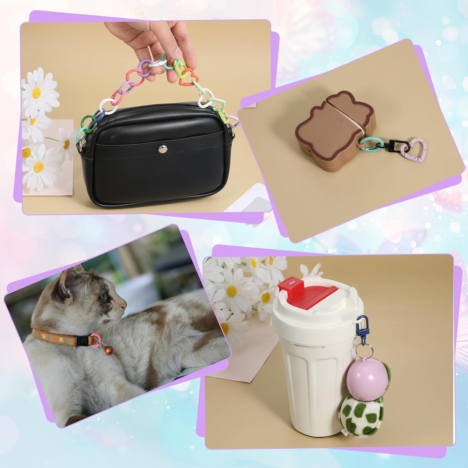 30Pcs Metal Spring O Rings Clasps Heart Keychain Clasp Set Swivel Clasp Snap Hooks Heart Shaped Lobster Clasps and Round 10 Colors for Purses Jewelry Making DIY Crafts Projects, Gifts, Keychains - Image 4