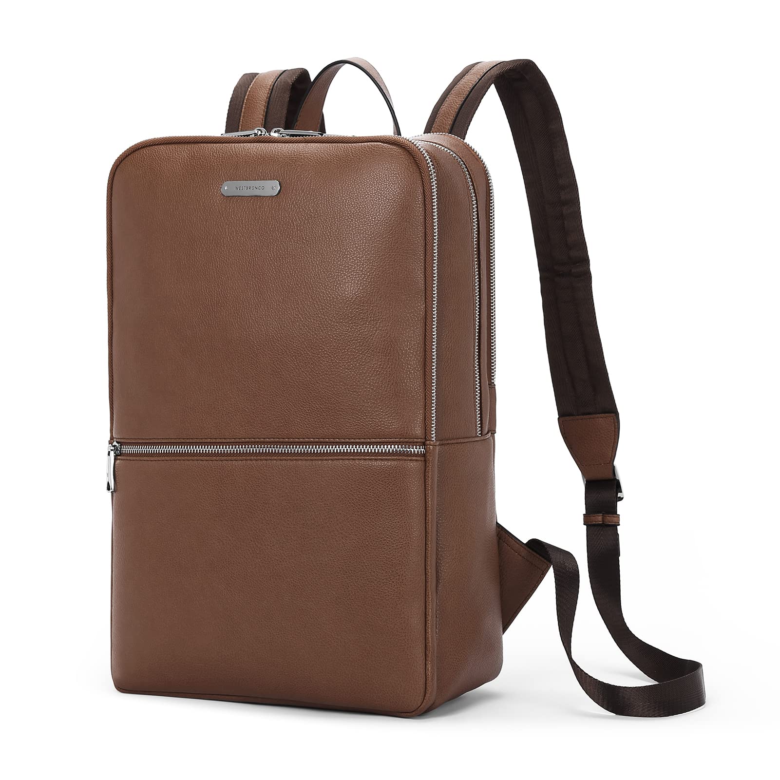 WESTBRONCOLaptop Backpack Fit 15.6" Computer Leather Backpack for Women & Men Travel College Work Professional Notebook Bags