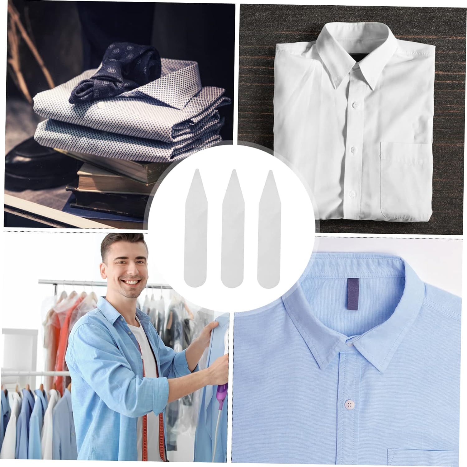 300pcs Collar Stays for Dress Shirts Pet Shirt Collar Support Inserts Warping Design for Crisp Stylish Look for Men and Women