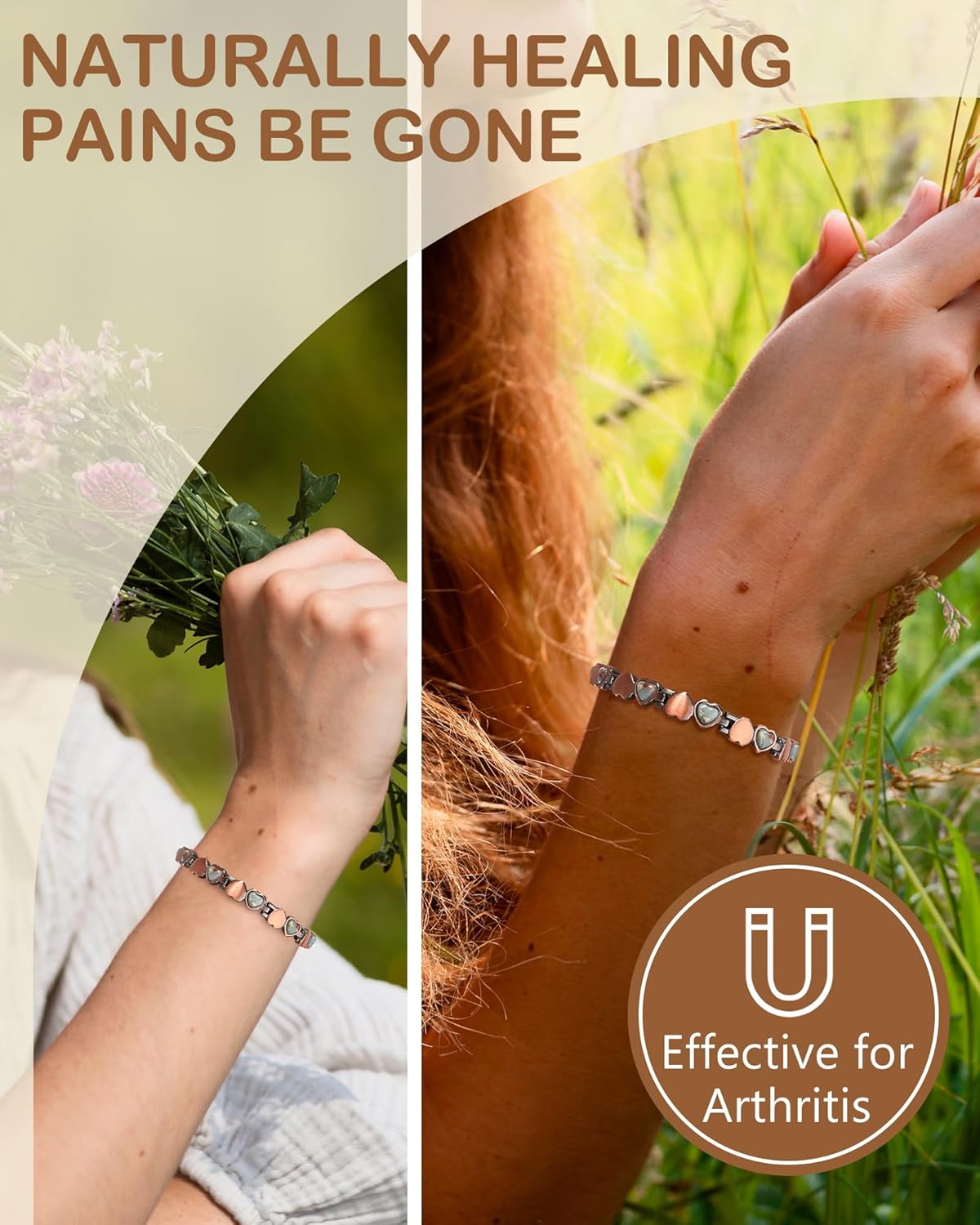 Feraco Pure Copper Bracelets for Women, Ultra Strength Magnetic Bracelet with 3800 Gauss Magnets & Natural Turquoise & Stones, Adjustable, Jewelry Gift - Image 6