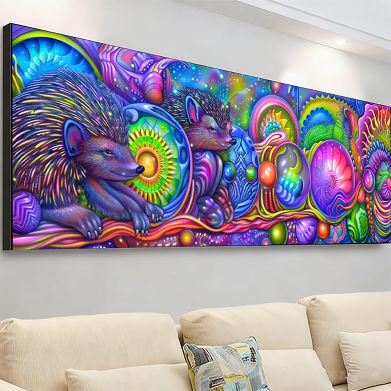 Duże zestawy do malowania diamentami dla dorosłych, sztuka 5D Dimond Art Hedgehog Gem Arts and Crafts dla dzieci, zestaw do haftu krzyżykowego z kryształami strasu, dekoracja pokoju, prezenty 240 x 80