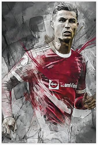 DEEFOG Ronaldo - Póster de fútbol de fútbol americano para pared, pintura impresa para sala de estar, dormitorio, sin marco 12 x 18 pulgadas (11.8 x