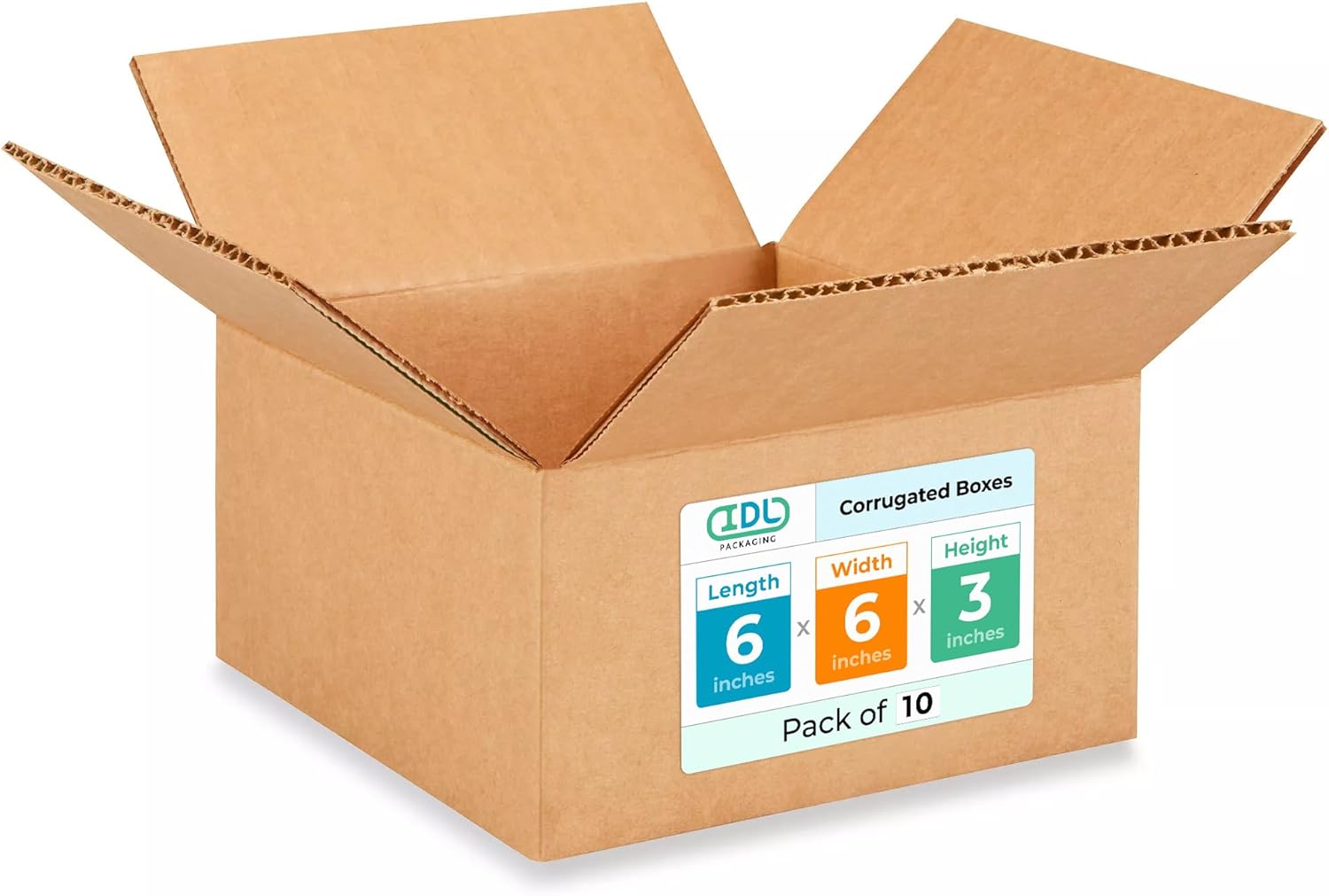 Small Moving & Shipping Boxes 6x6x3 inches (10-Pack) - Extra Strength 200 lb vs Regular - Corrugated Moving Box, Made in USA - Heavy Duty Moving Box - Cardboard Box Small by IDL Packaging