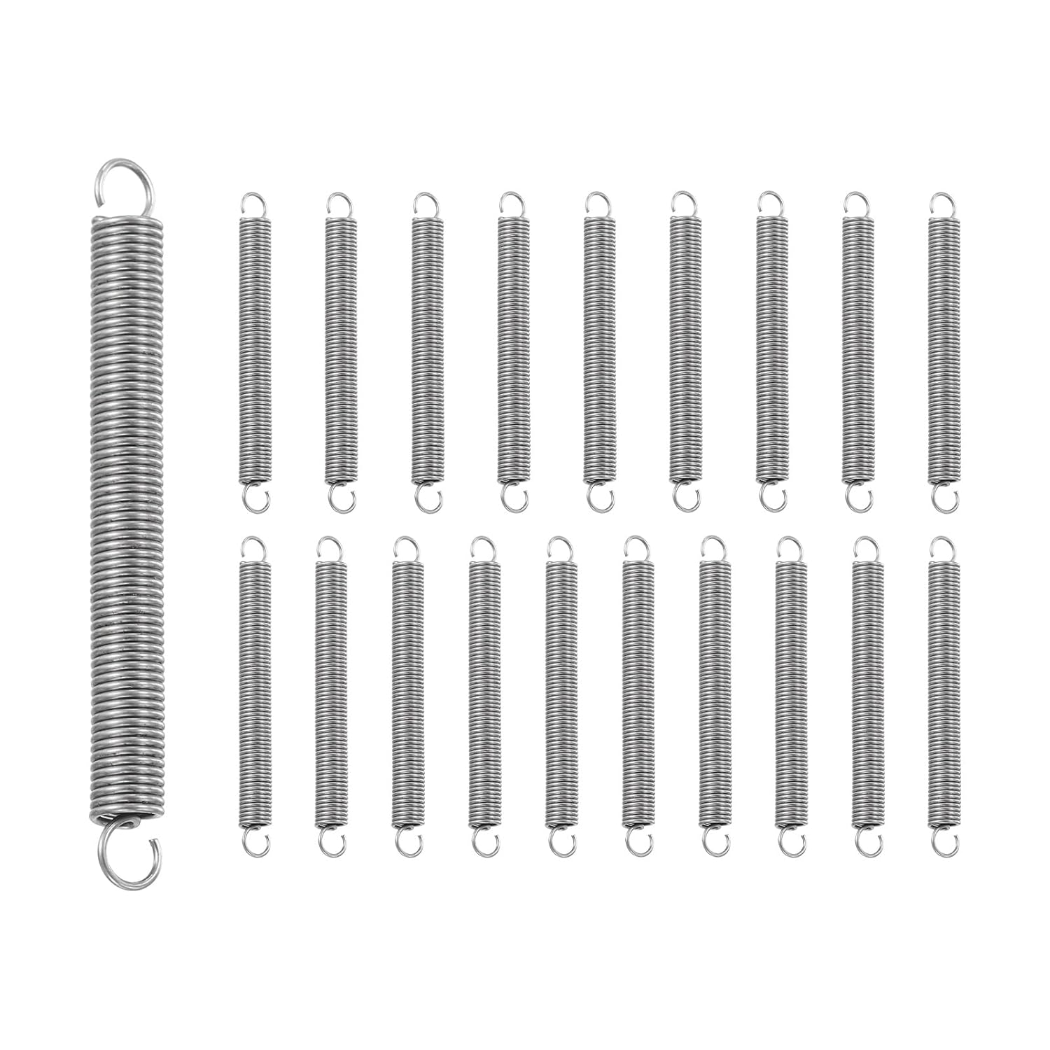 uxcell 20Pcs Extension Spring, Stainless Steel Small Springs with Dual Hook Mechanical Compression Spring for Home Furniture Repair 0.5mm Wire Diax4mm ODx40mm Length