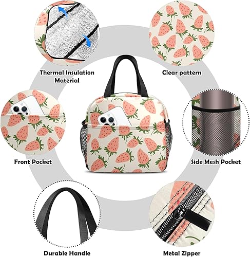 Miniatura 3 de Counullo Bolsa de almuerzo para mujer, bolsa de almuerzo aislada, congelable, reutilizable, a prueba de fugas, bolsa térmica de alta capacidad,