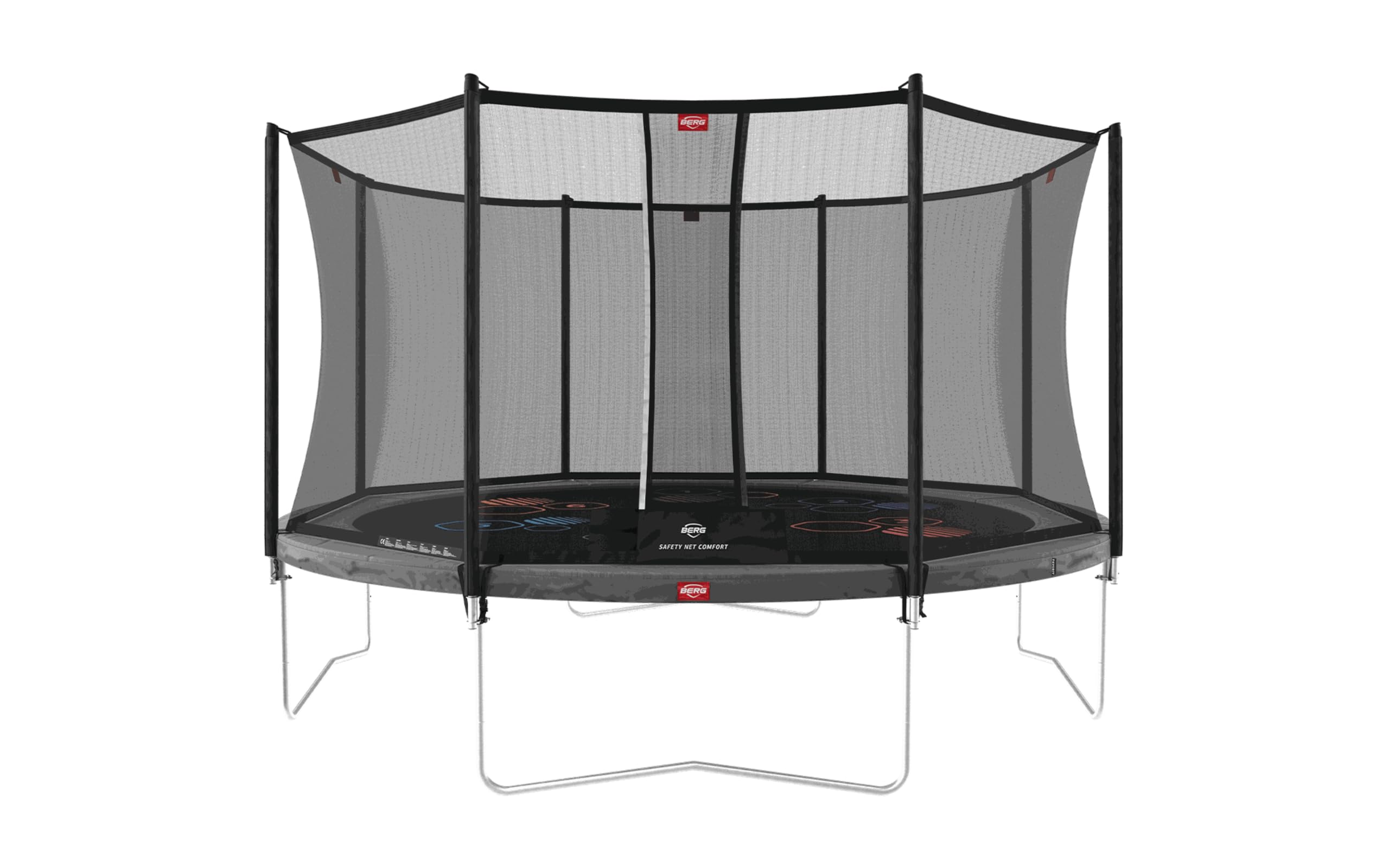 BERG Favorit Trampolino Regular | Safety Net Comfort | Trampolino rotondo da giardino per bambini | Telo per saltare Airflow | Piume SoloSpring | Copertura del bordo resistente ai raggi UV