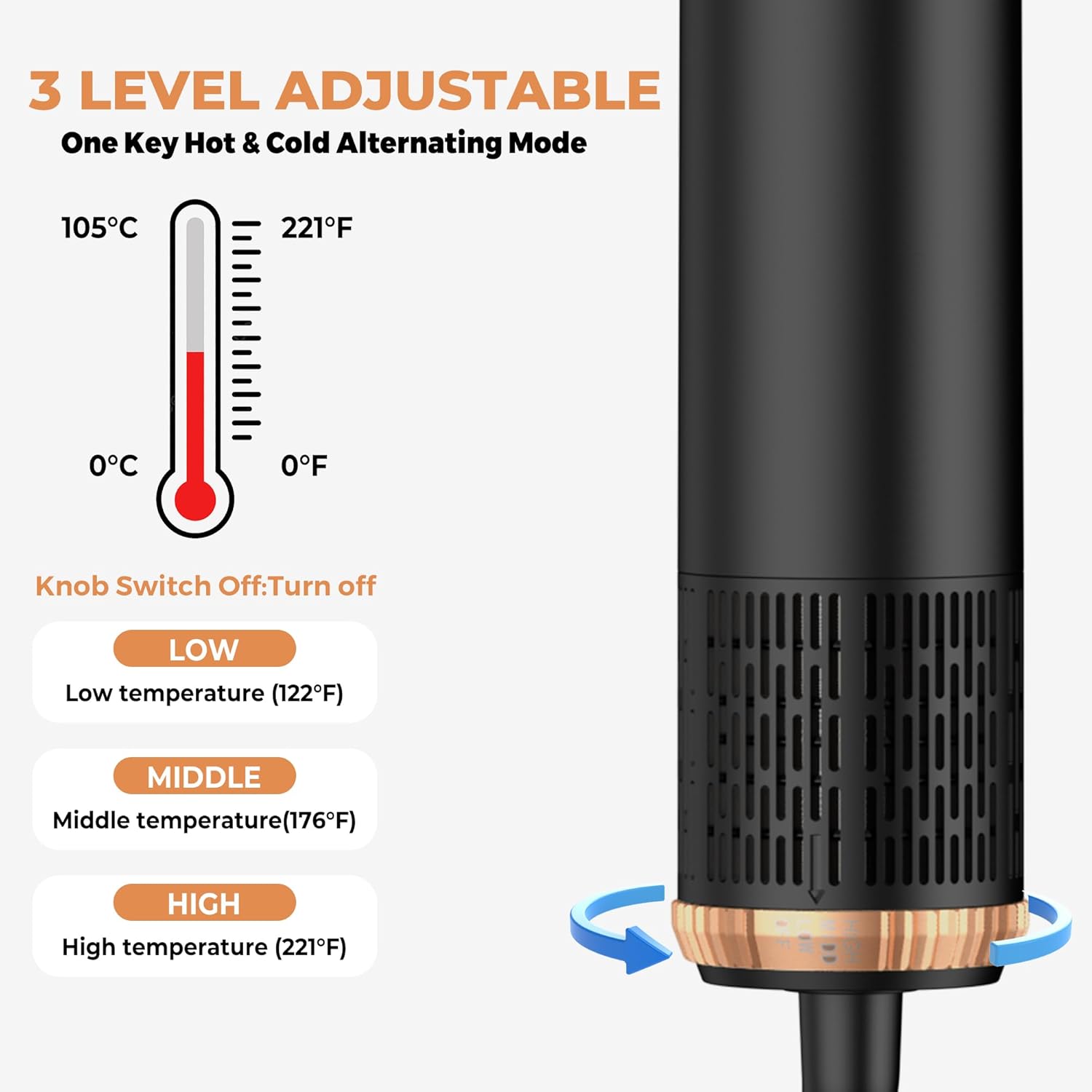 5 in ONE Hair Dryer Brush, Blow Dryer Curling Wand Hair Styling Tools Set, Ionic Ho... - Image 6