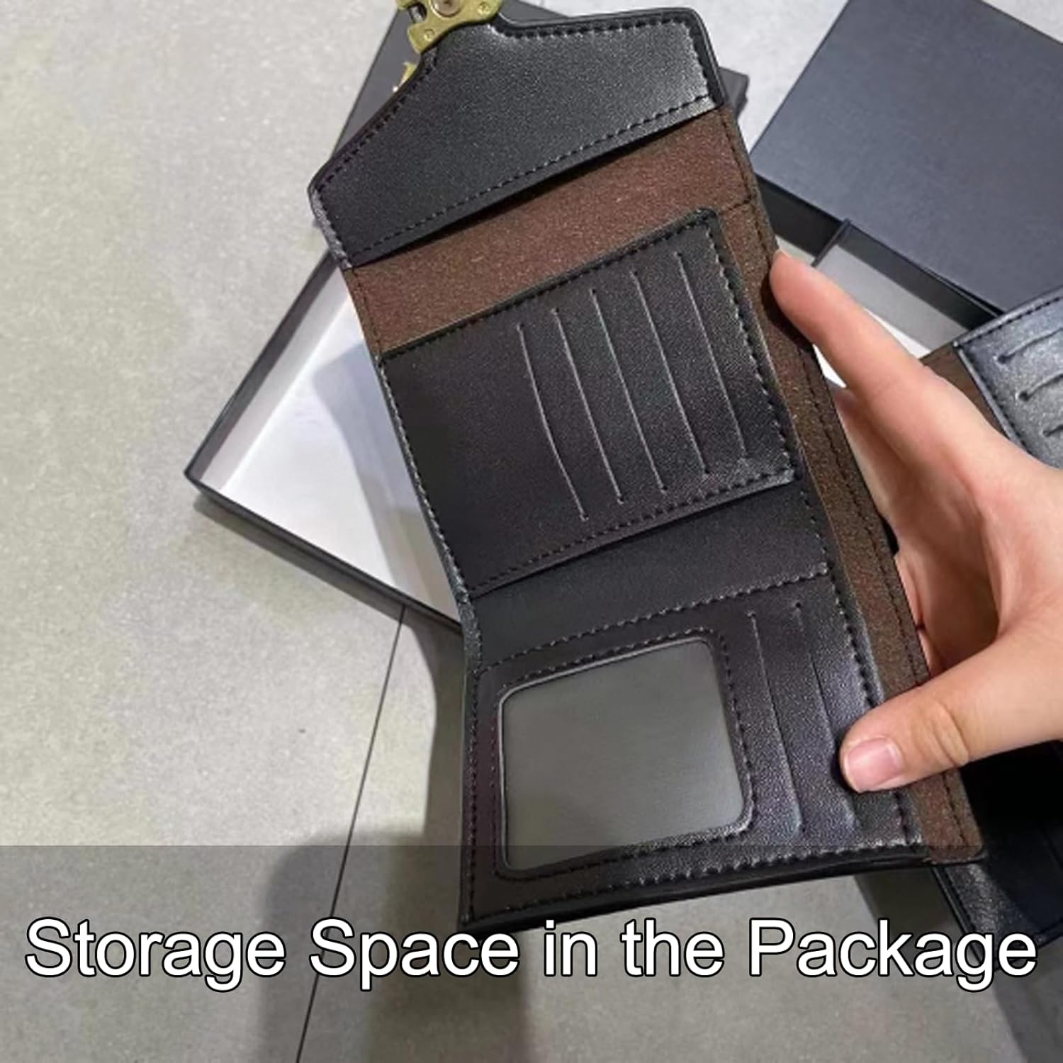 Women's Small Leather Wallet, PU Leather Short Wallet with Card Holder, Fashionable Mini Coin Purse, Slim Compact Design for Credit Cards Cash Coins, Unisex Wallet for Everyday Use (Black) - Image 4