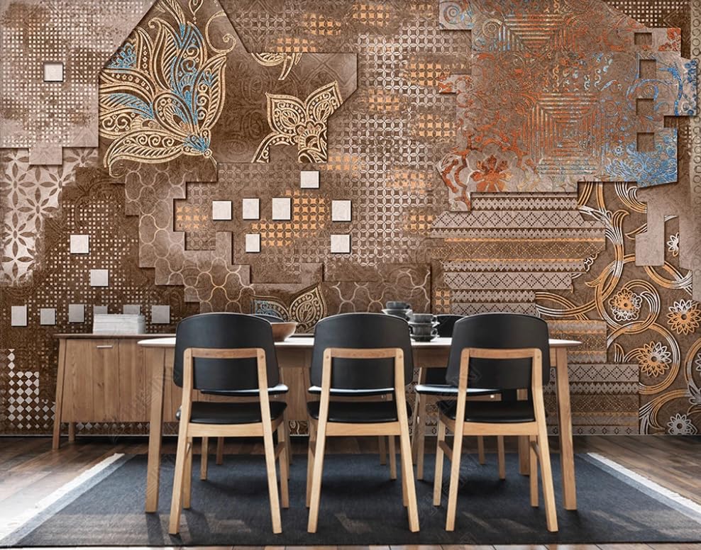 Papier peint intissé pour cacher un mur abîmé poster géant salon retro