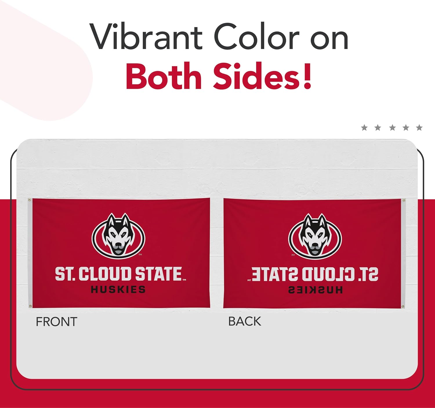 St. Cloud State Huskies College Sports Printed Flag - NCAA Licensed - Nylon - School Banner (Red, White) (3' x 5')