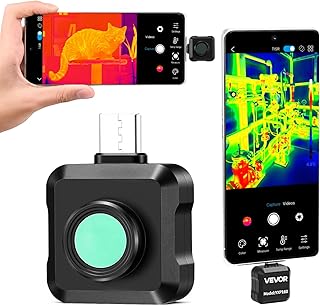 VEVOR Wärmebildkamera für Android, 320x240 Super IR 160x120 IR-Auflösung Thermobildkamera für Smartphone Tablet mit USB-C Anschluss, 25Hz Infrarotkamera mit 15 Farbpaletten für -20°C-550°C Inspektion