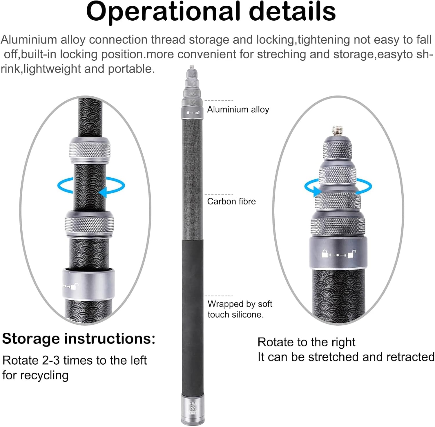 PellKing 3m/17-118 Inch Carbon Fiber Selfie Stick+29cm Aluminium Alloy Tripod for Insta360 X5/X4,Invisible Ultra Long Extension Pole for Insta360 ONE X5 X4 X 3 ONE X2 ONE R ONE RS X3 Action Camera