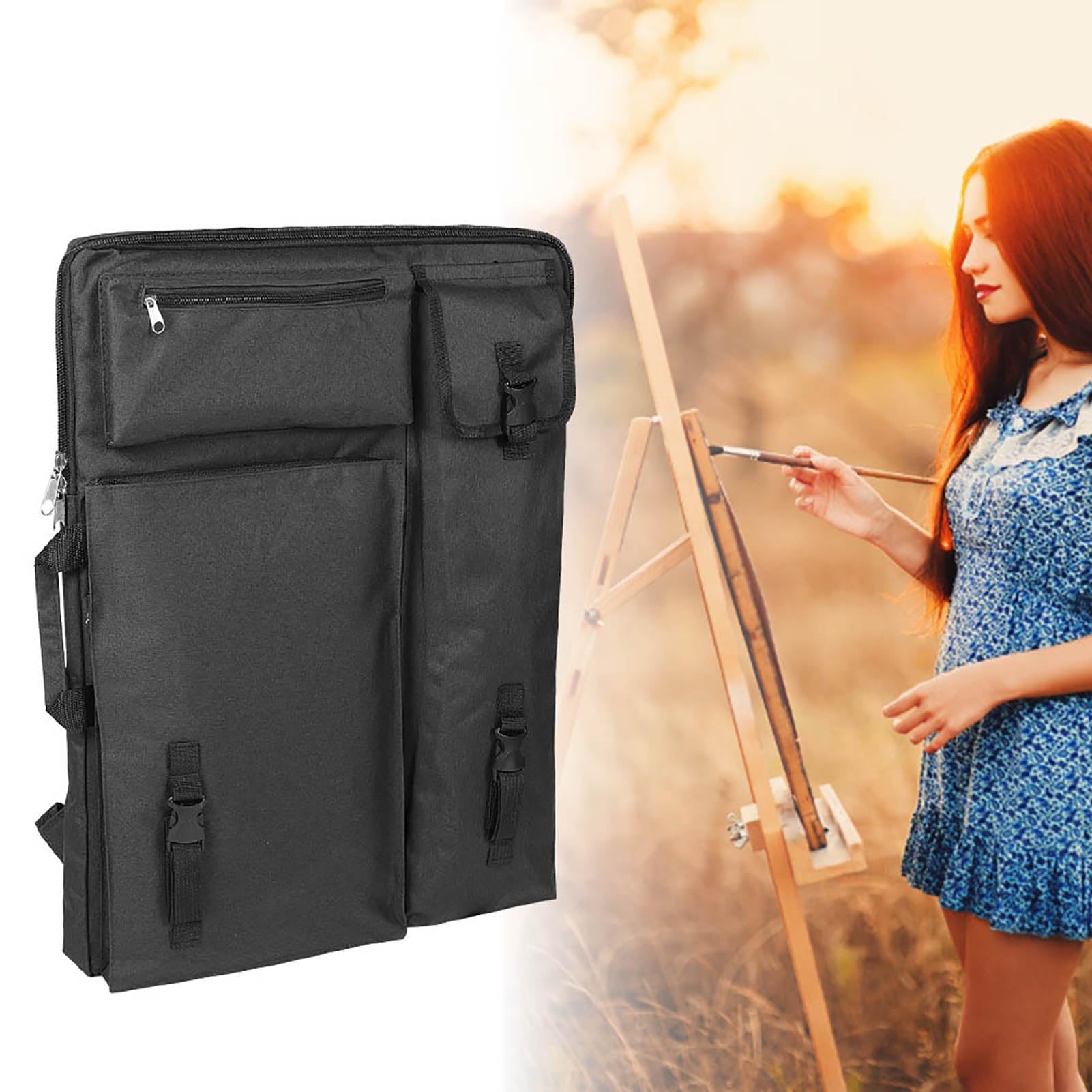 Agatige Borsa artistica Canvas, Art Portfolio Case Artist Backpack Canvas Bag, Bordo per schizzi per rifornimenti artistici Conservazione e viaggio, borsa per opere d'arte/custodia da disegno (Nero)