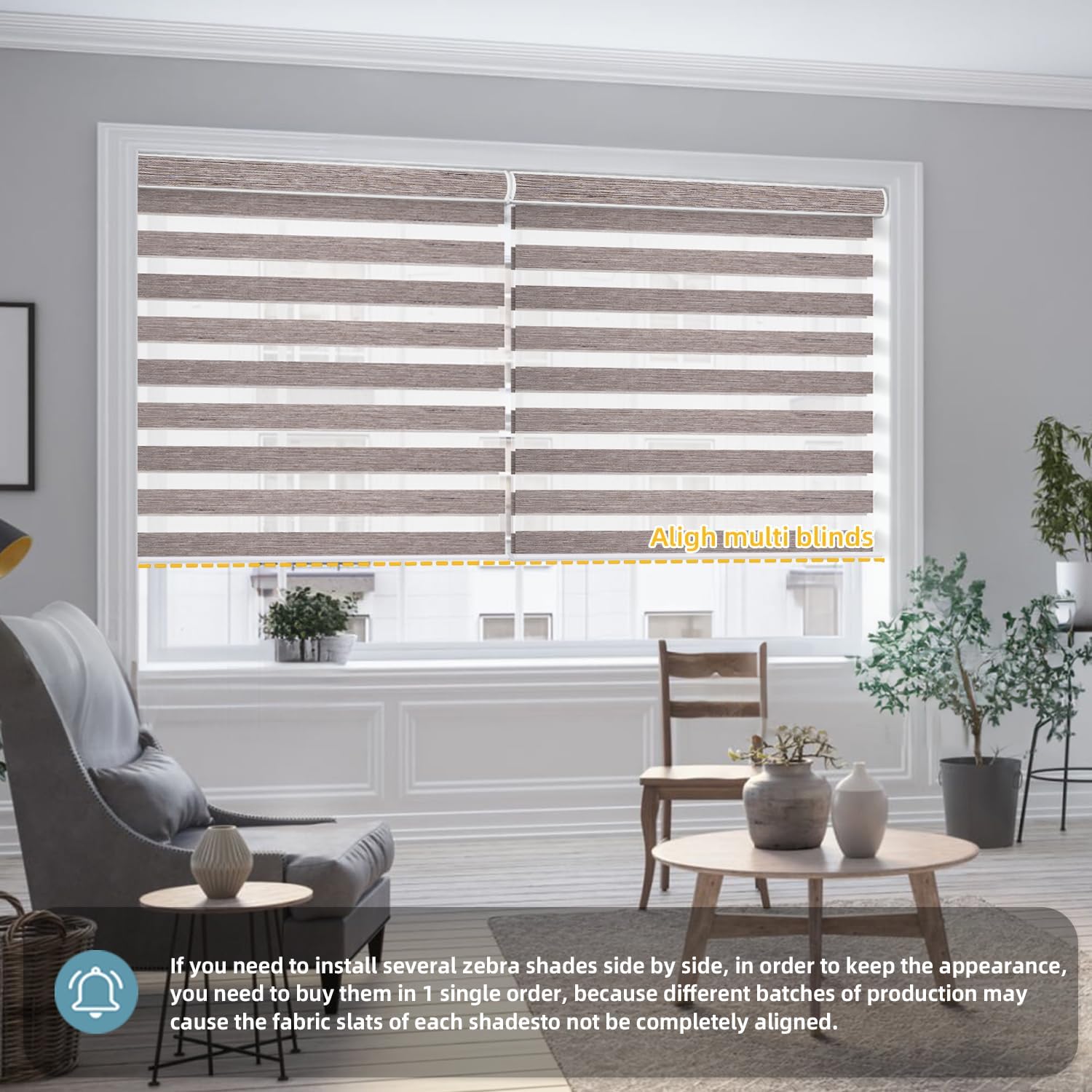 SmartWings Motorized Zebra Shades Work with HomeKit, Alexa, Google Home, 60% Blackout Light Filtering Day Night Sheer Blinds, Privacy Light Control, for Home/Office, Customized, Mix