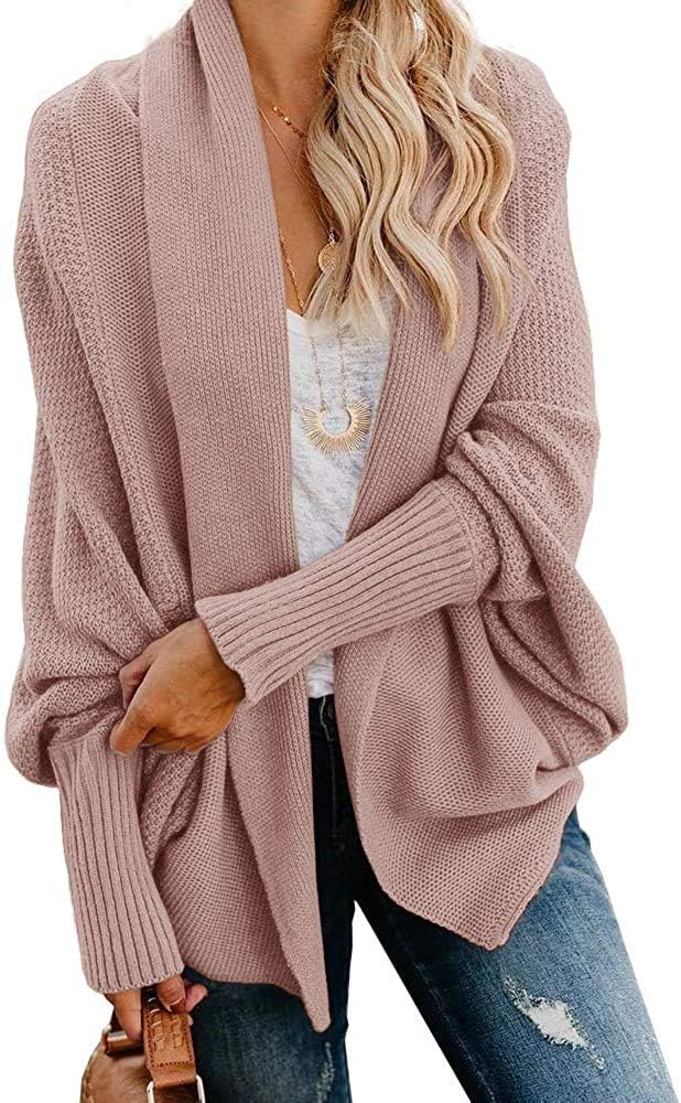 Mafulus Women's Cardigan Sweaters Oversized Chunky Knit Kimono Slouchy Wrap Batwing Open Front Outwear Coat