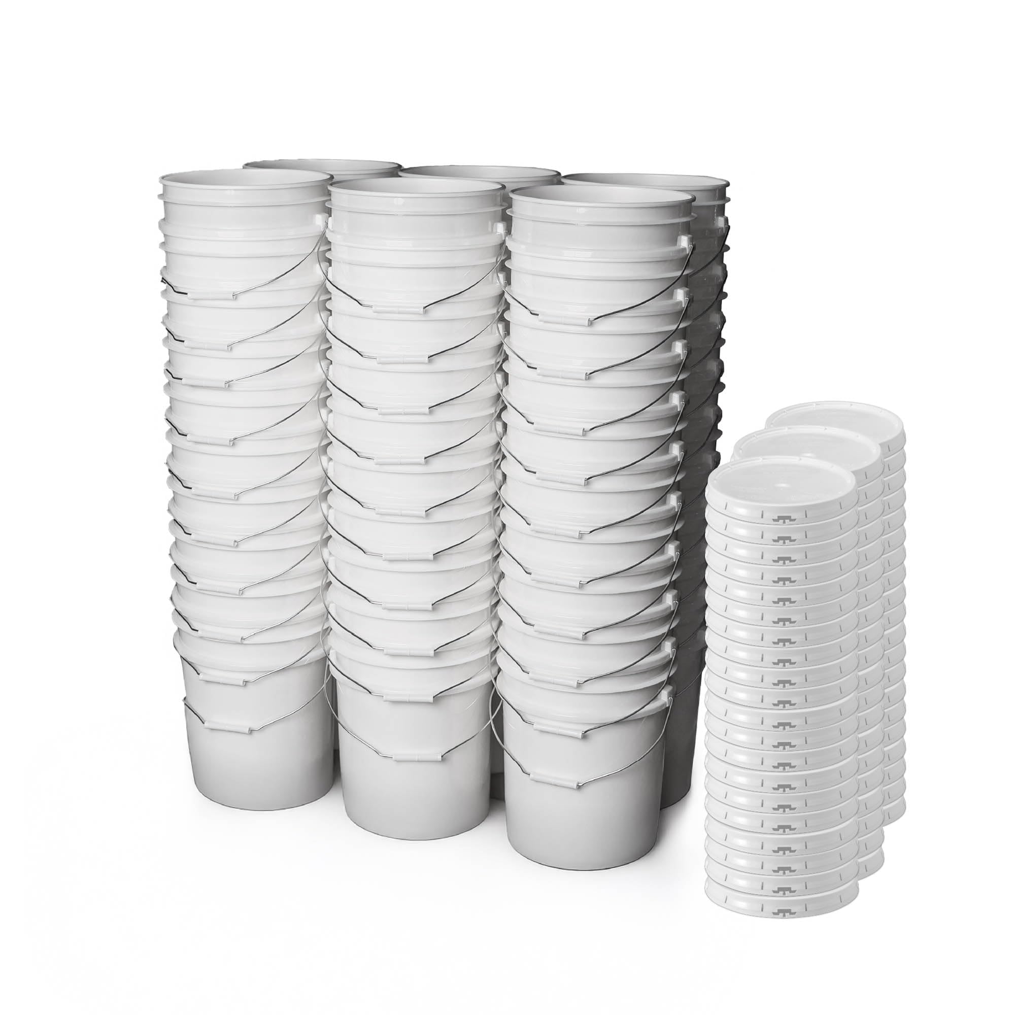 ePackageSupply 5 Gallon Bucket - Food Grade w/Lid BPA-Free,60 Pack - White