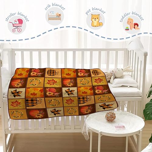 Miniatura 38 de YeeJu Manta decorativa de otoño, color naranja, Acción de Gracias, otoño, lindas calabazas, manta para sofá, cama, sala de estar, suave, acogedora