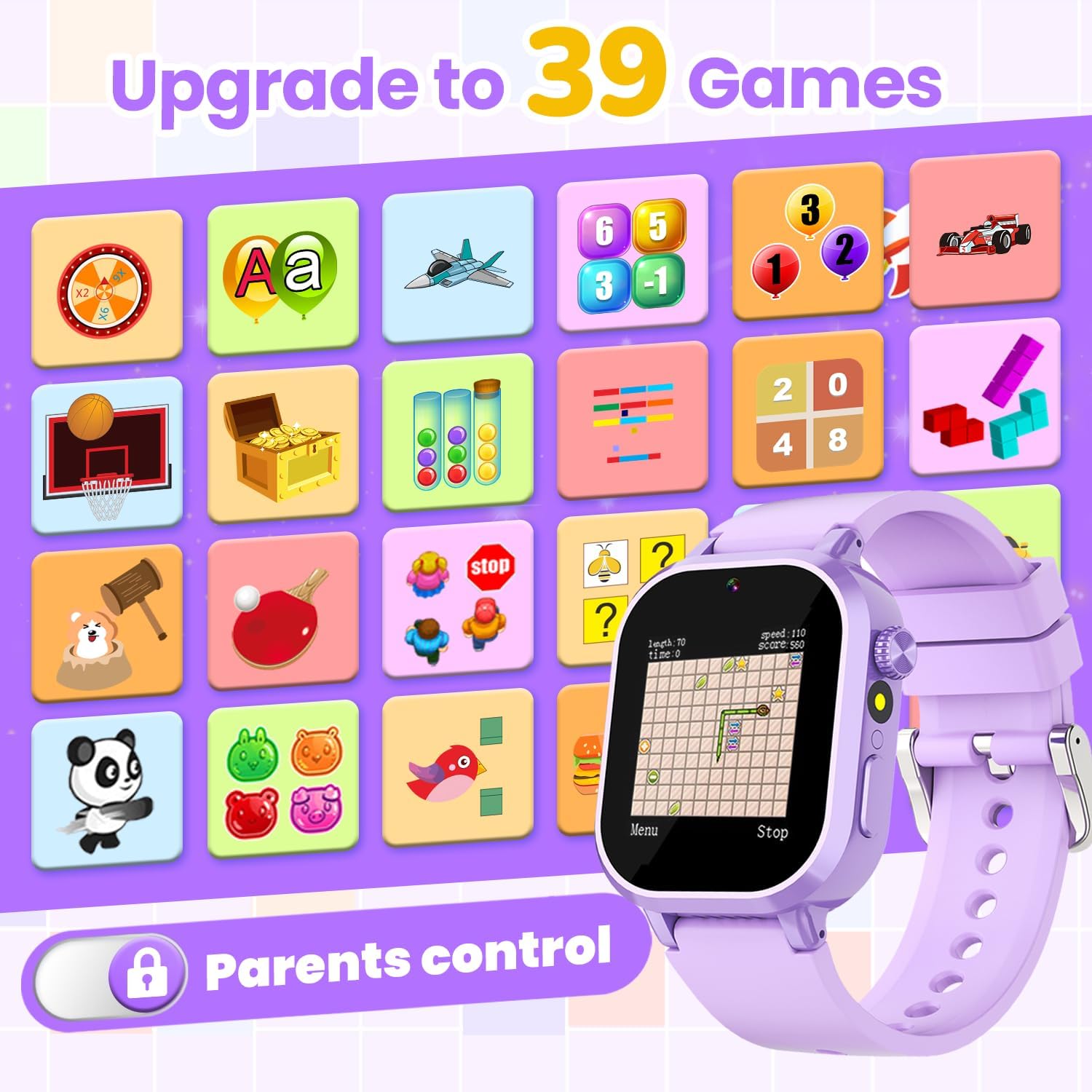 Waterproof Smart Watch for Kids Girls Ages 5-12 with 39 Games, HD Camera, Video, Music, Habit Tracking, Alarm, Pedometer, Kids Smart Watch Chrismars Birthday Gift for Girls Age 5 6 7 8(Purple) Waterproof Smart Watch for Kids Girls Ages 5-12 with 39 Games, HD Camera, Video, Music, Habit Tracking, Alarm, Pedometer, Kids Smart Watch Chrismars Birthday Gift for Girls Age 5 6 7 8(Purple)