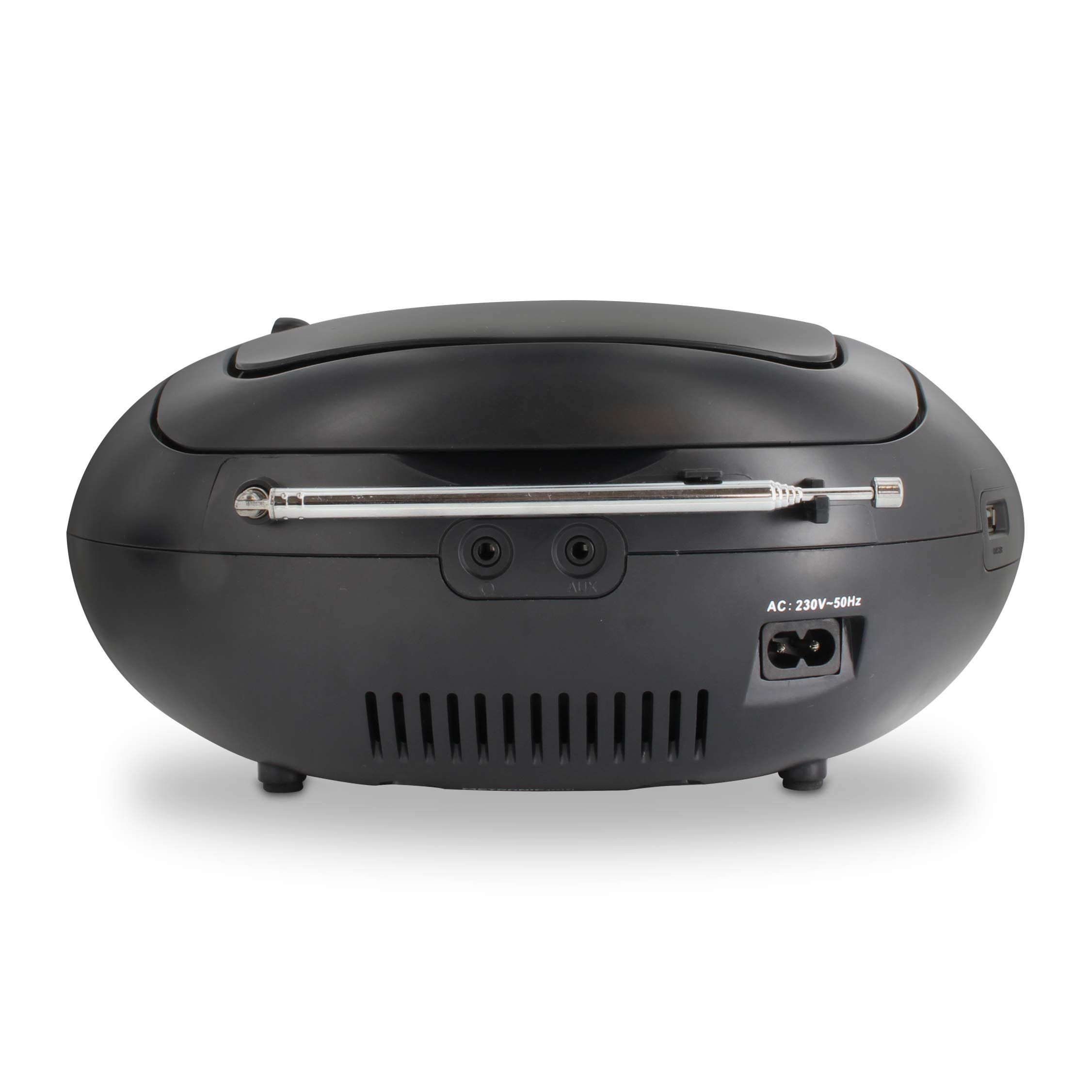 METRONIC 477171 Lecteur CD MP3 numérique DAB+ et FM RDS avec port USB, entrée audio, sortie casque, fonction double alarme - Gris et Noir